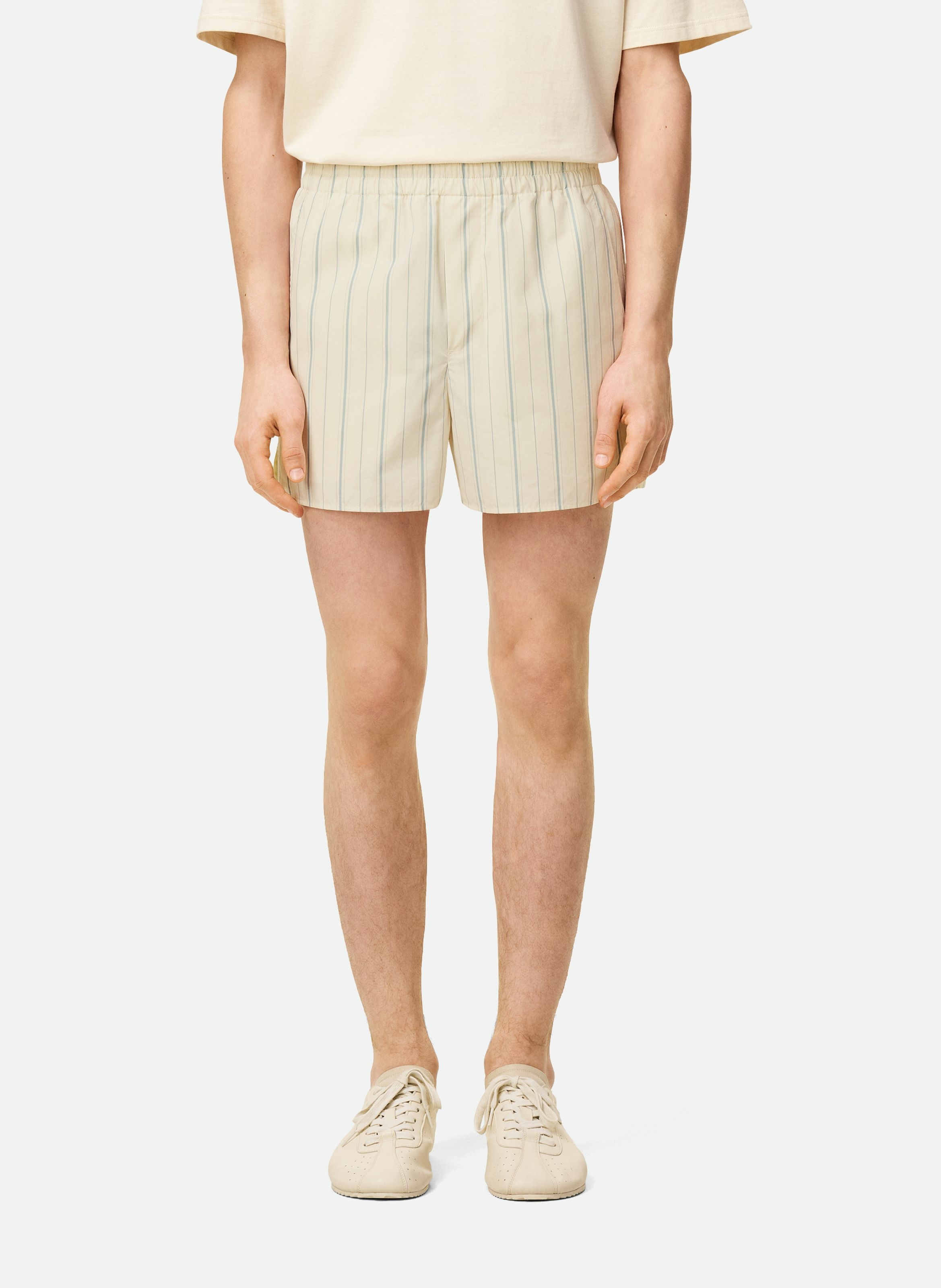 Short rayé en coton unisexe AMI PARIS Beige