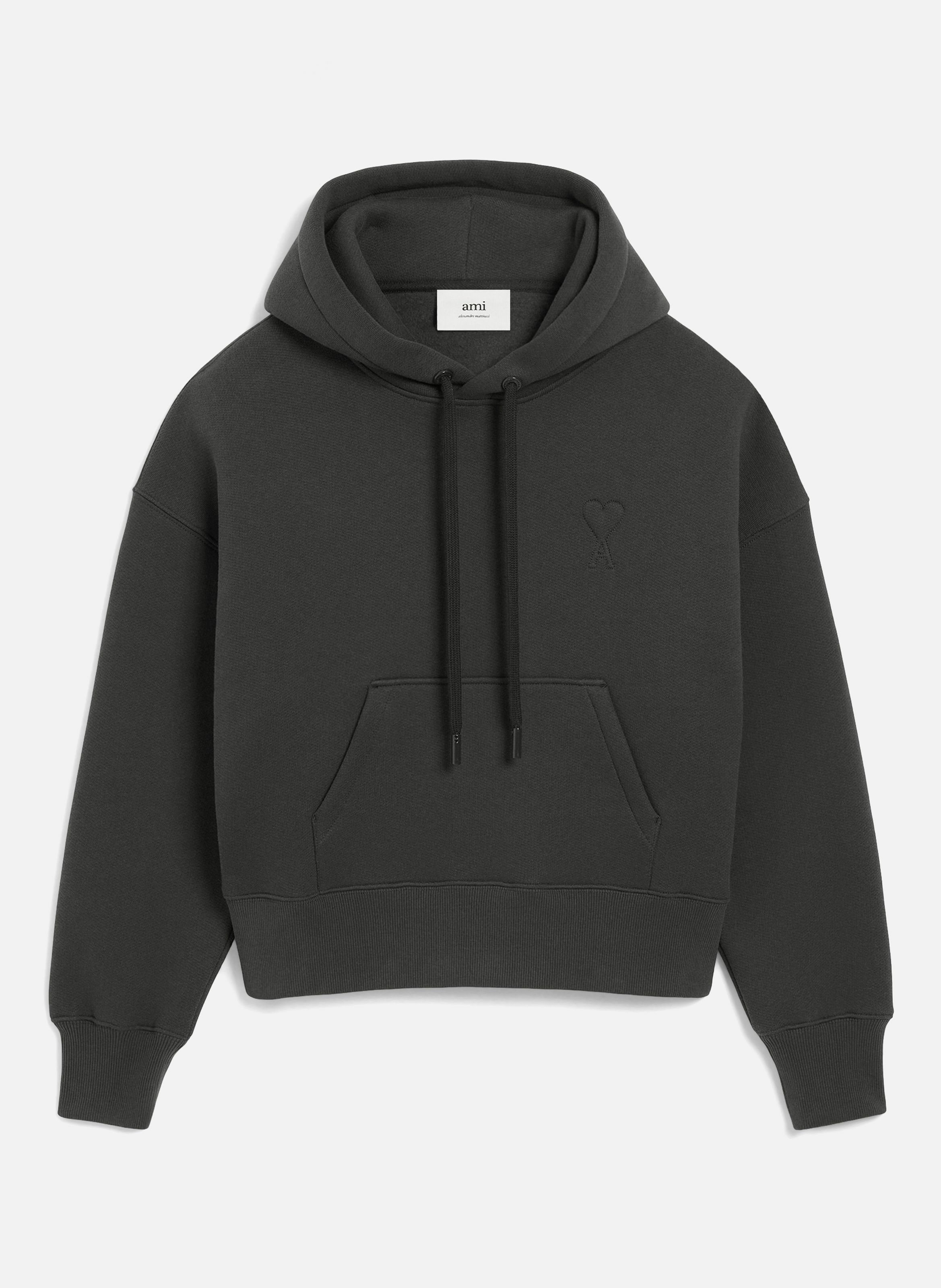 Hoodie ami de coeur embossé unisexe en coton AMI PARIS Gris