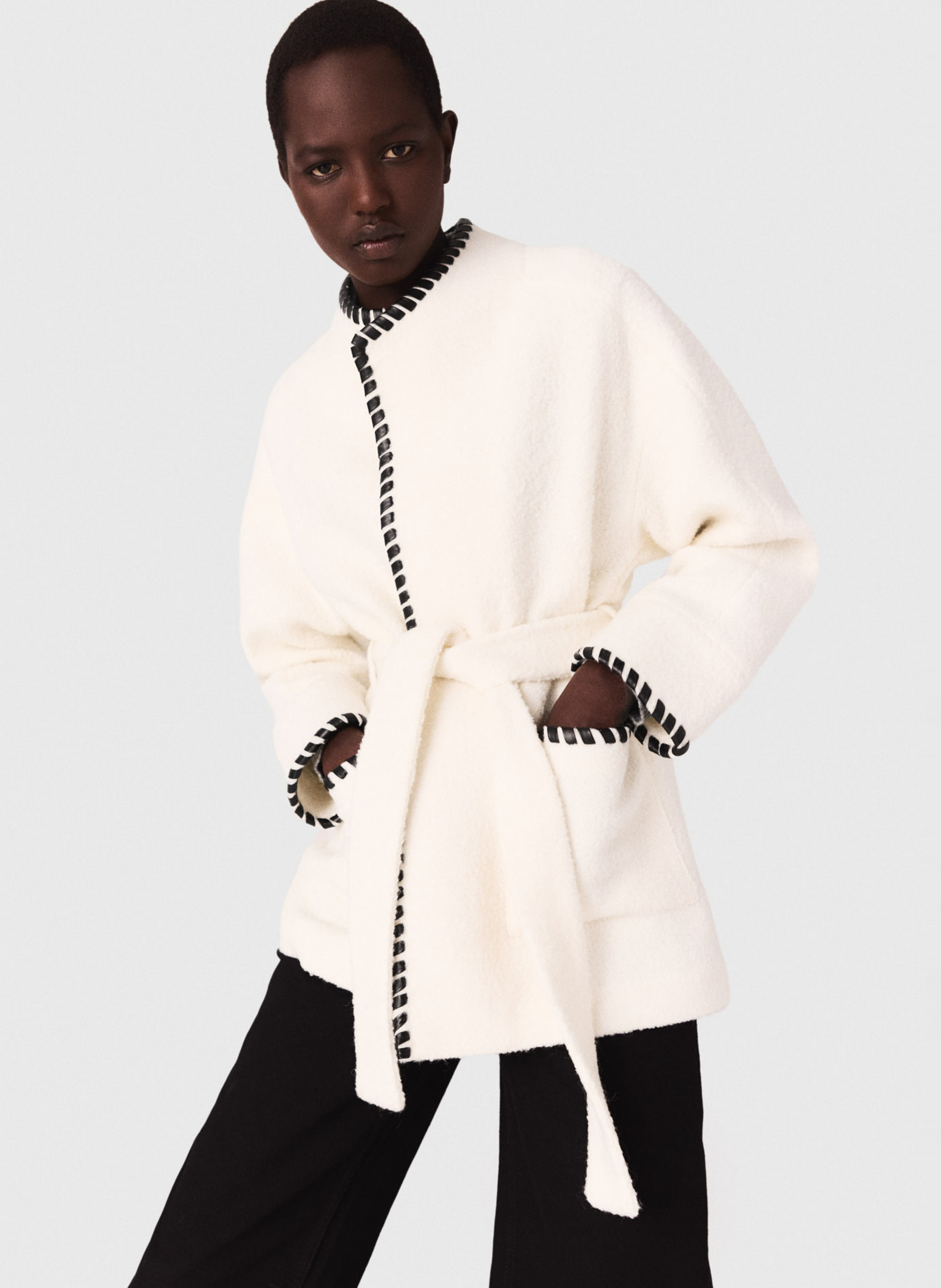 Manteau col classique en laine mélangée MAJE Beige