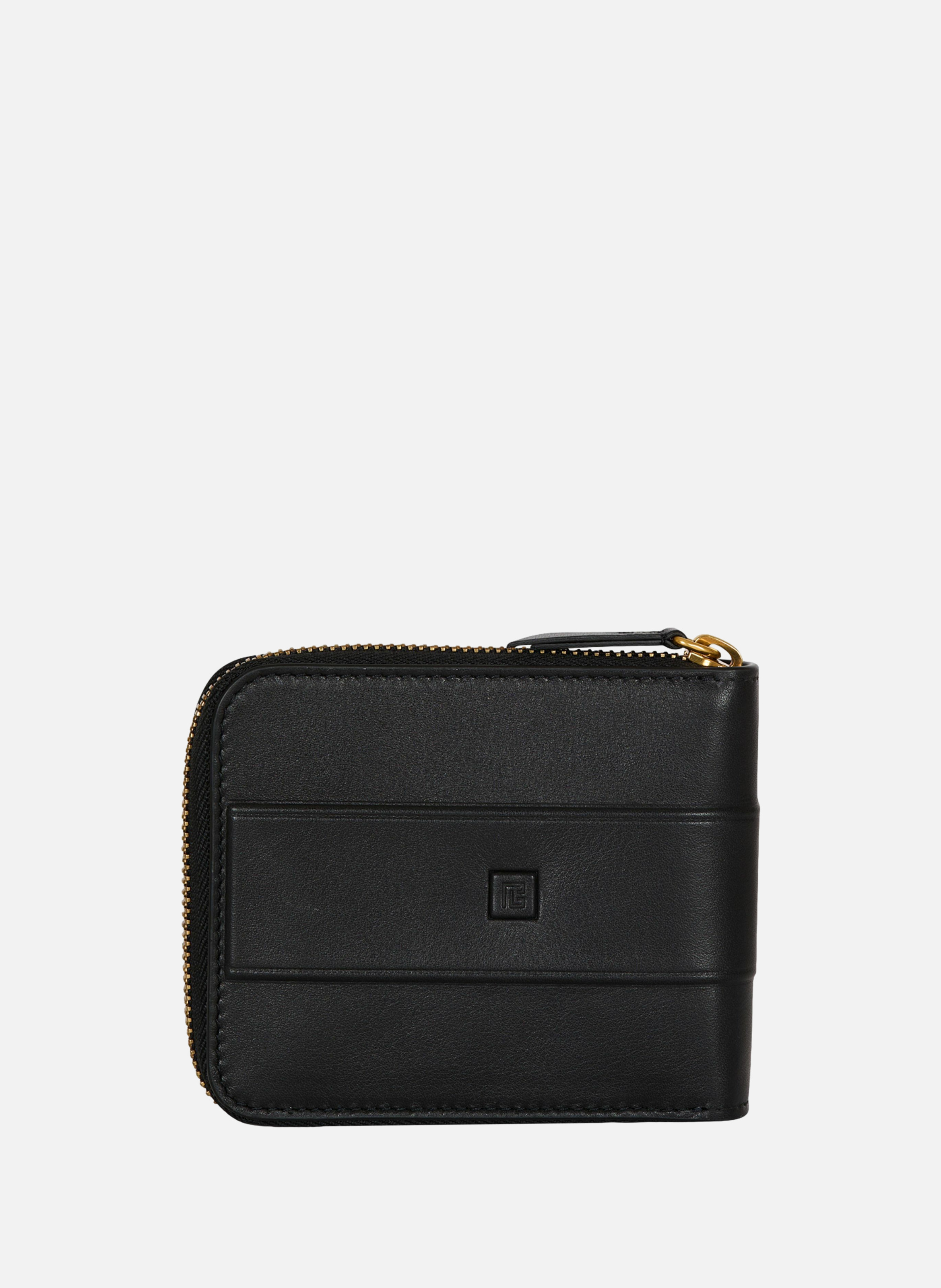 Porte-monnaie anthem en cuir de veau BALMAIN Noir