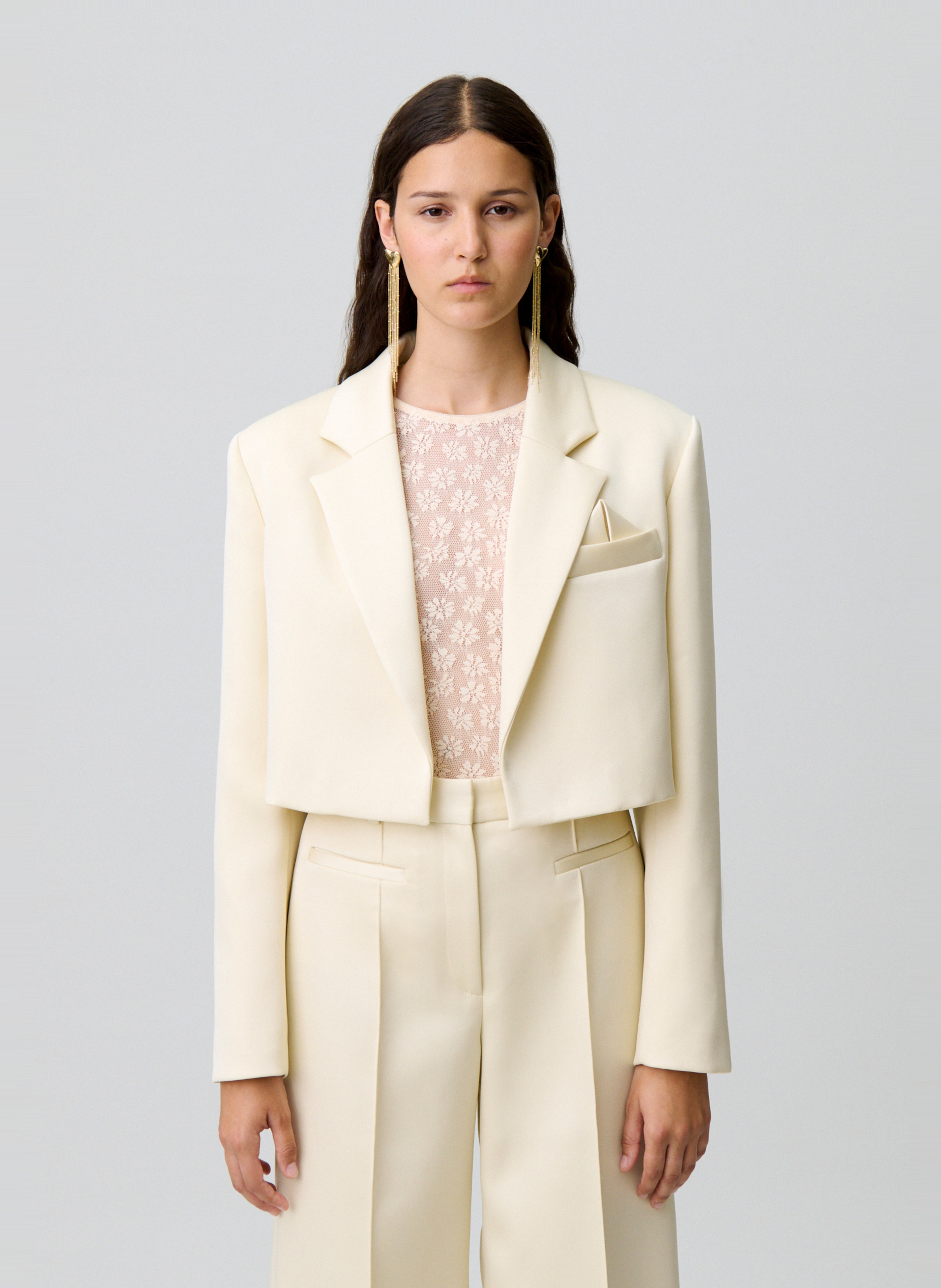 Veste col tailleur vivane CLAUDIE PIERLOT Blanc