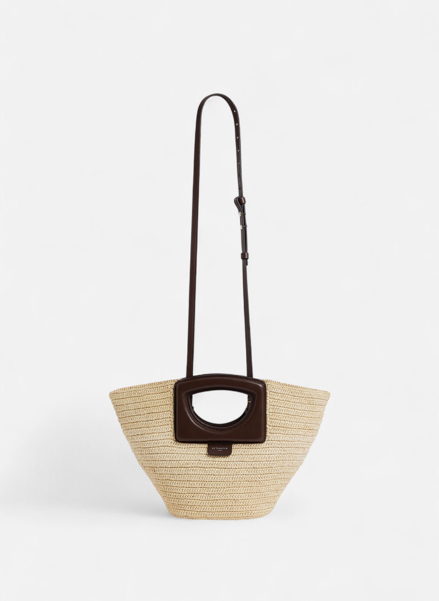 Petit sac à main en raphia naturel et cuir lisse végétal LE TANNEUR Beige