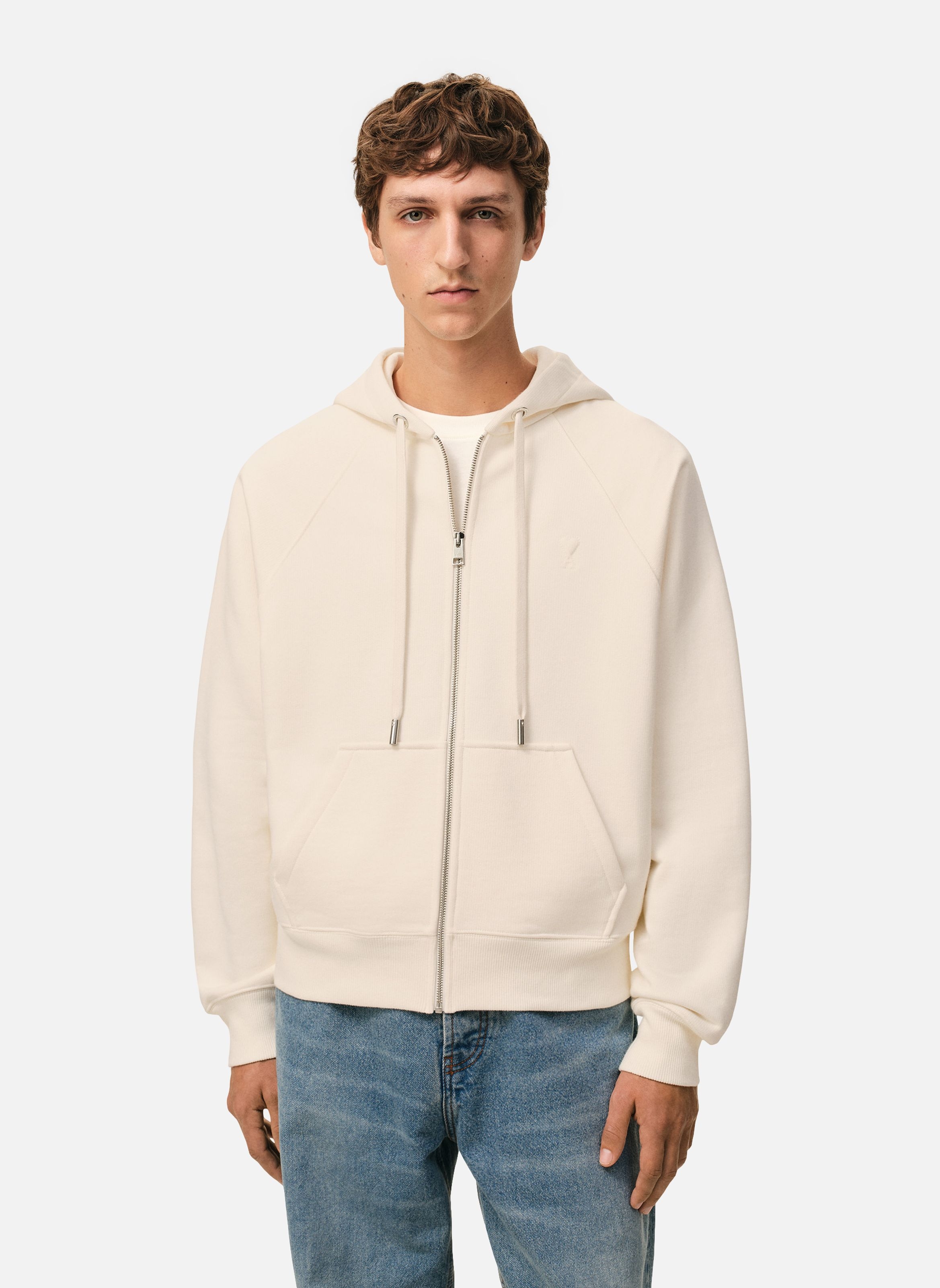 Hoodie Zippé Ami De Coeur En Coton unisexe AMI PARIS Blanc