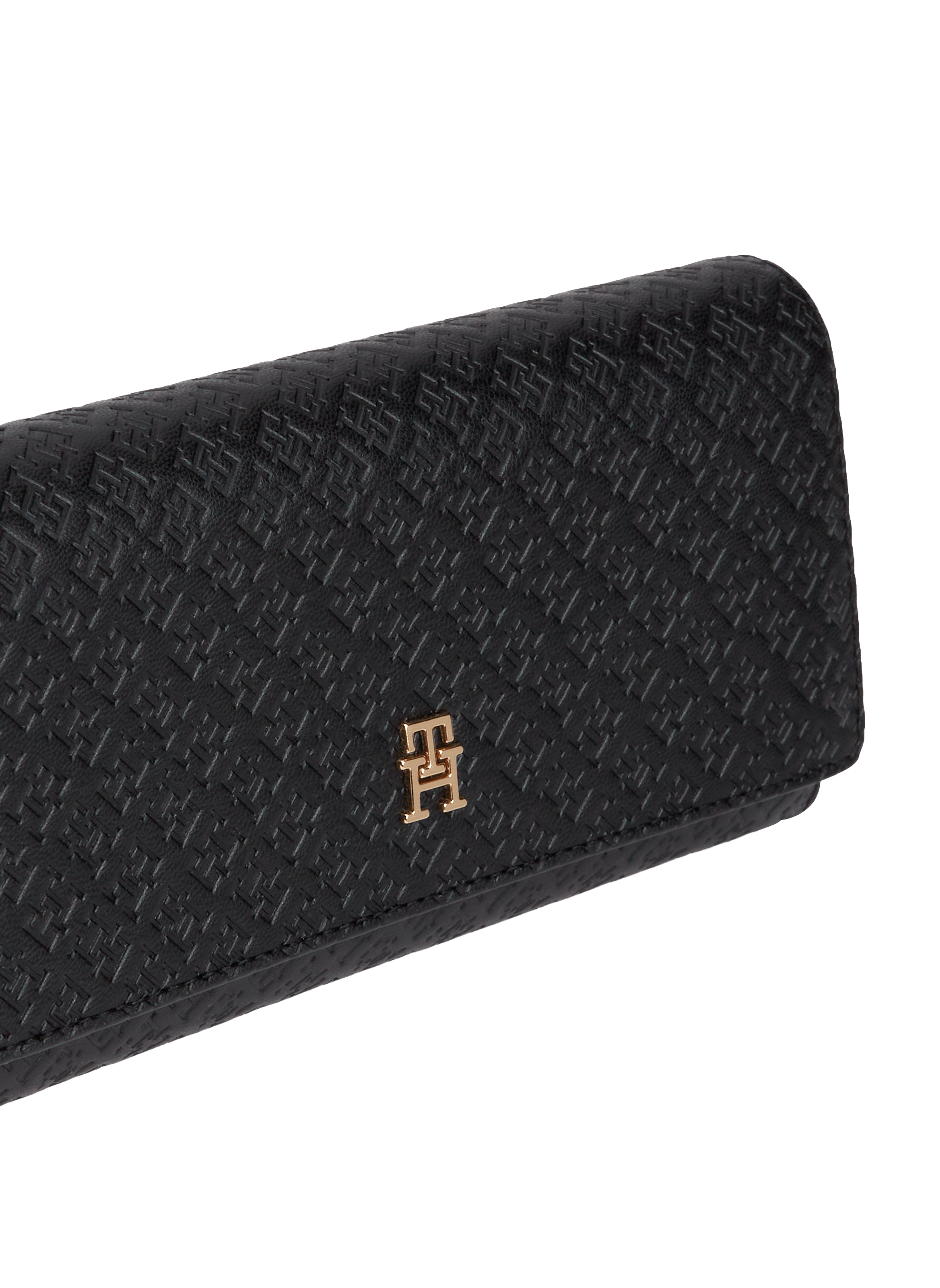 Portefeuille embossé à monogramme TOMMY HILFIGER Noir