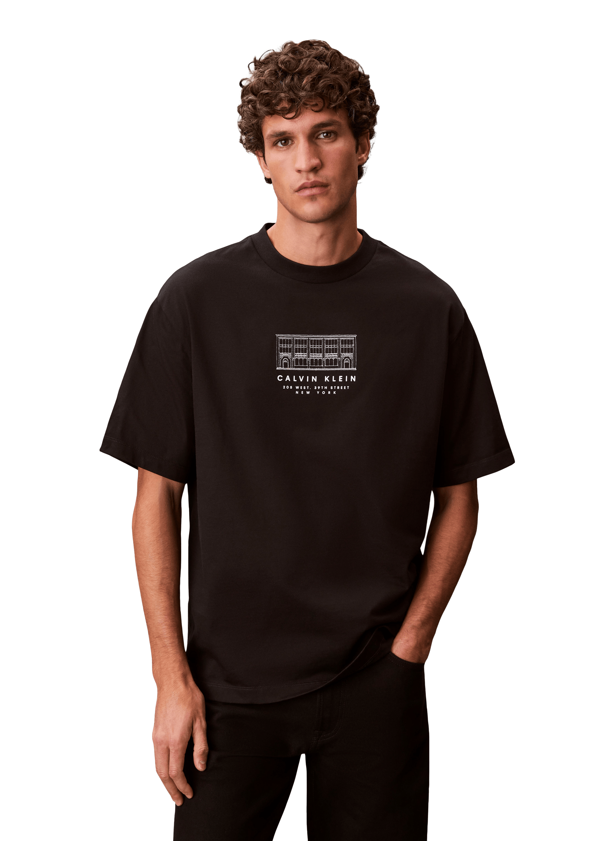 T-shirt imprimé en coton CALVIN KLEIN Noir