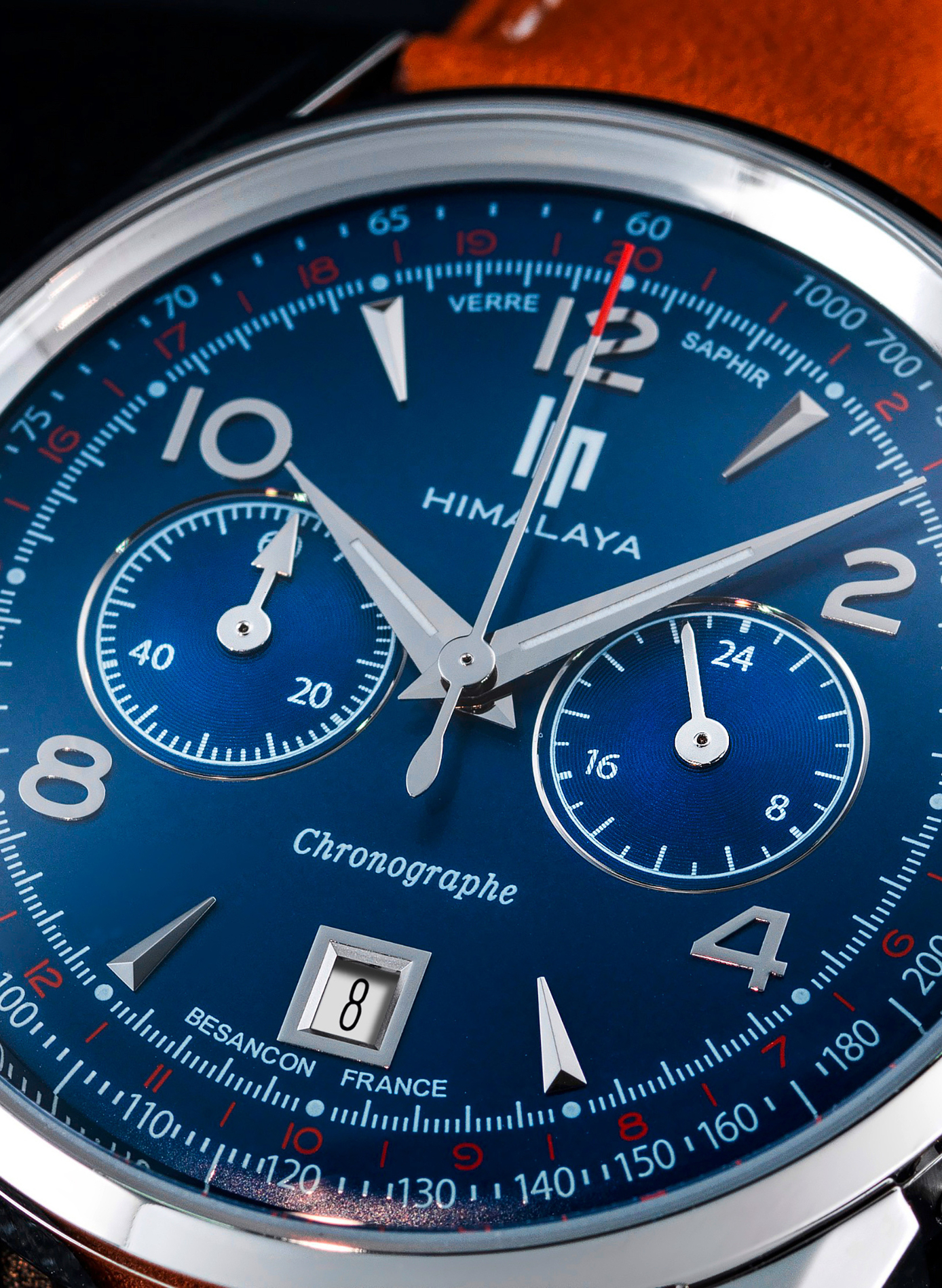 Montre quartz chronographe bracelet en cuir LIP Bleu