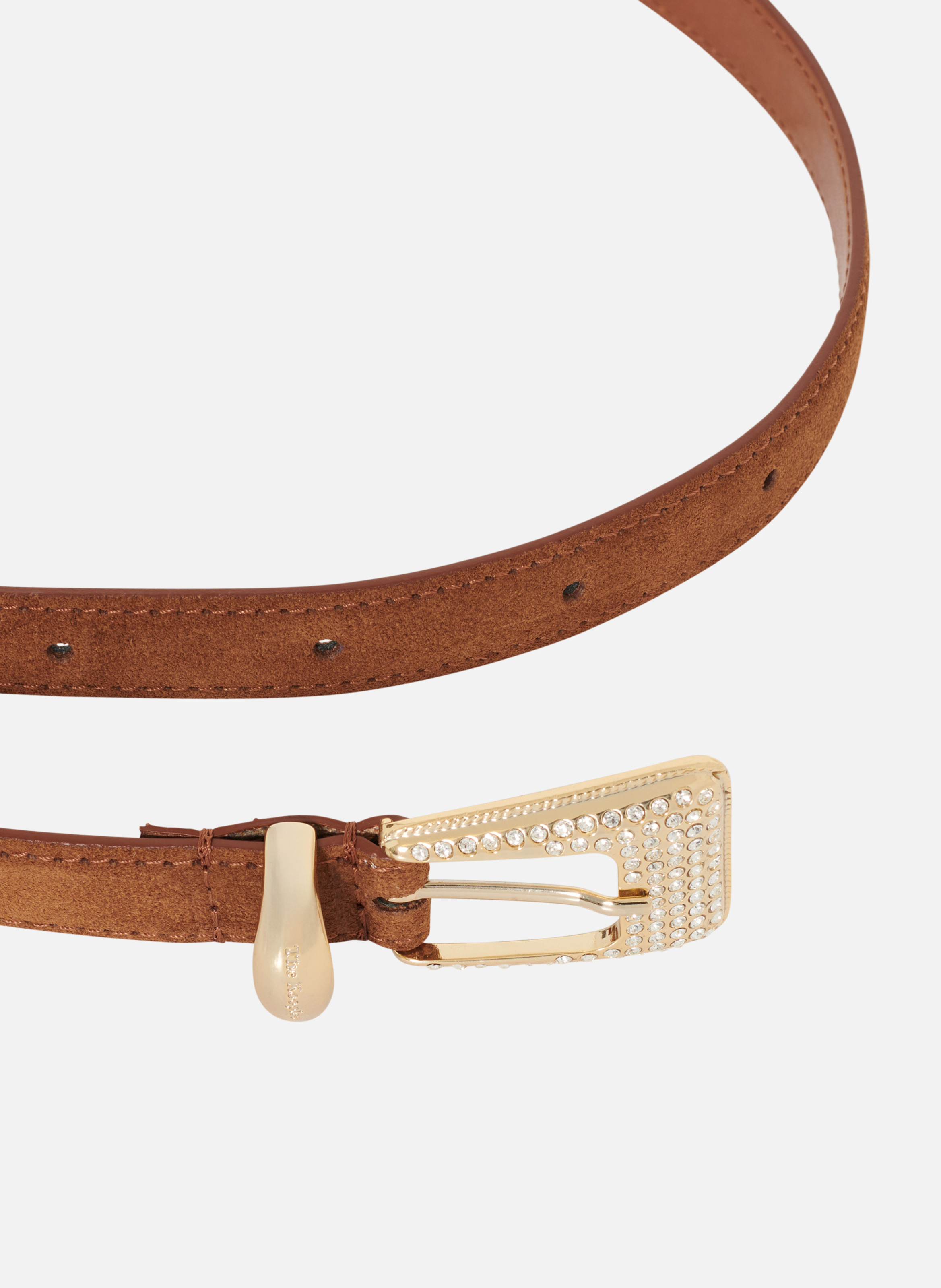 Ceinture boucle western à strass dorée en suede THE KOOPLES Marron