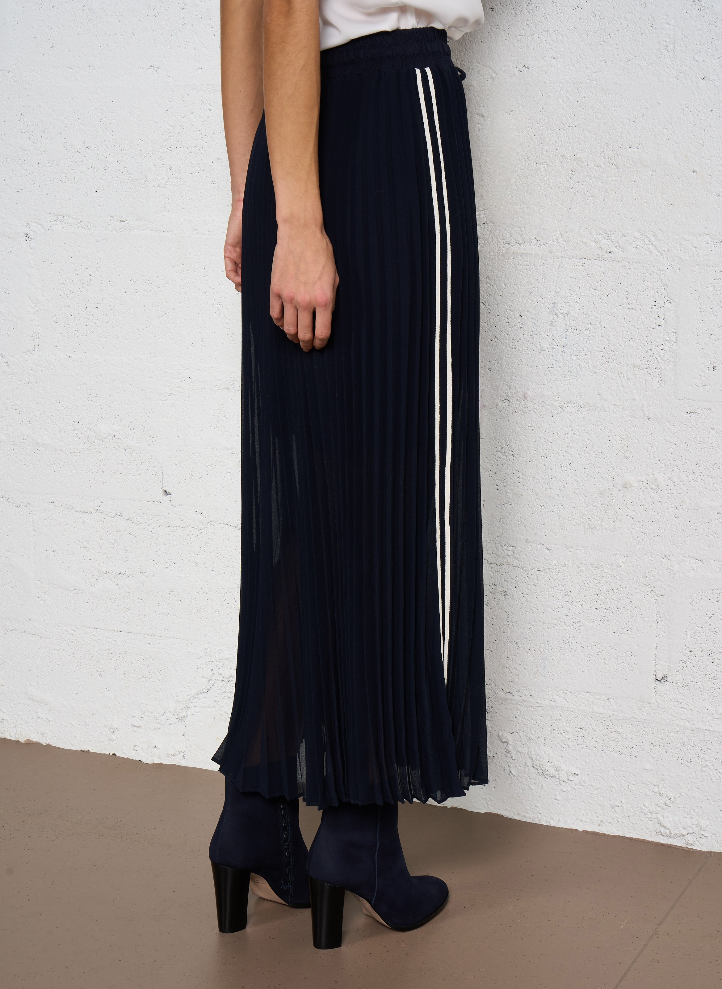 Jupe longue plissée en crêpe IKKS Bleu