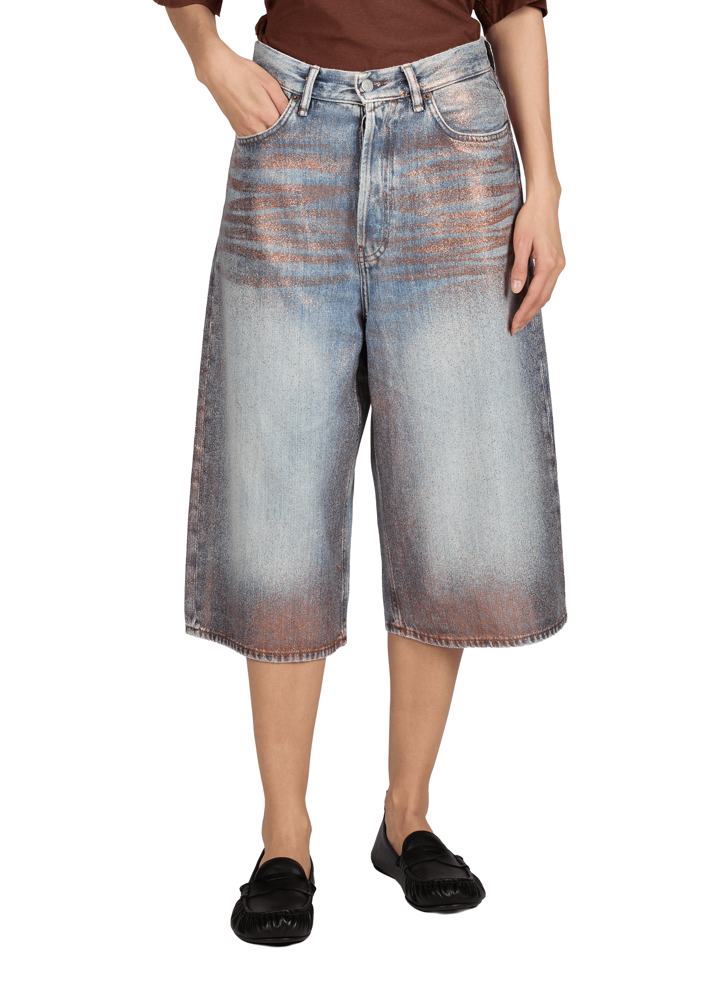 Bermuda en jean pailletté ACNE STUDIOS Multicolore