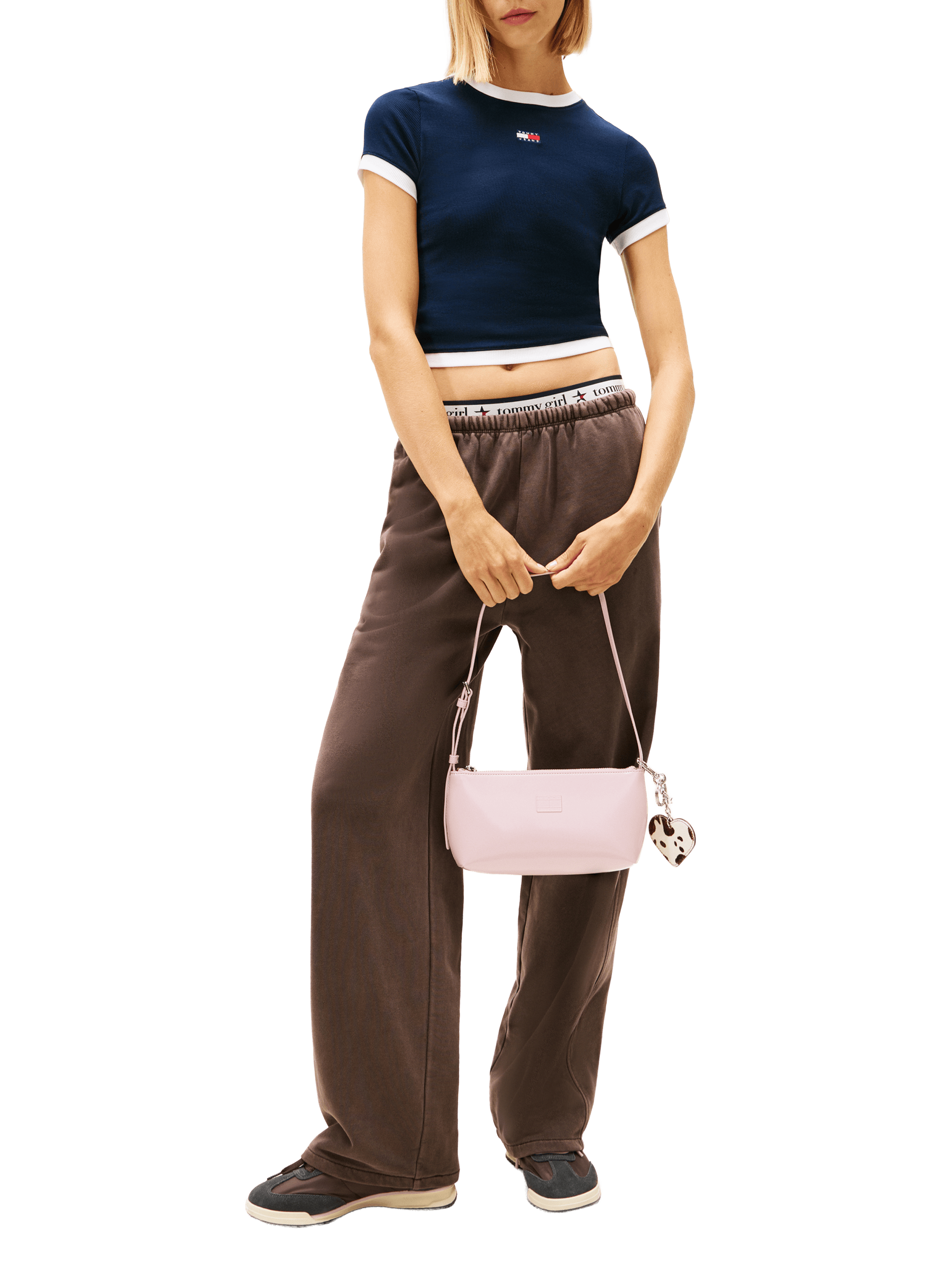 T-shirt côtelé en coton mélangé TOMMY HILFIGER Bleu