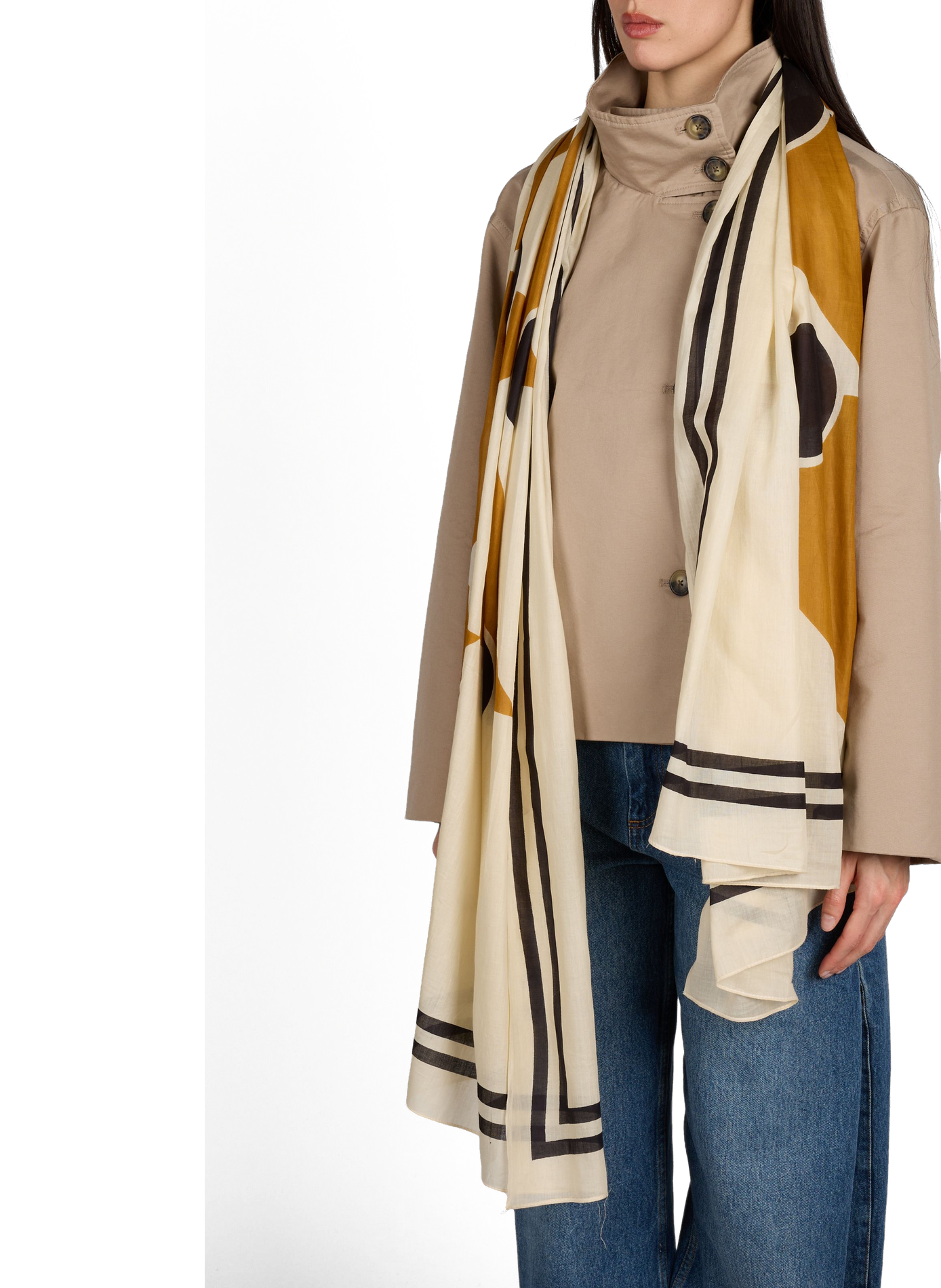 Printed cotton stole AU PRINTEMPS PARIS Beige