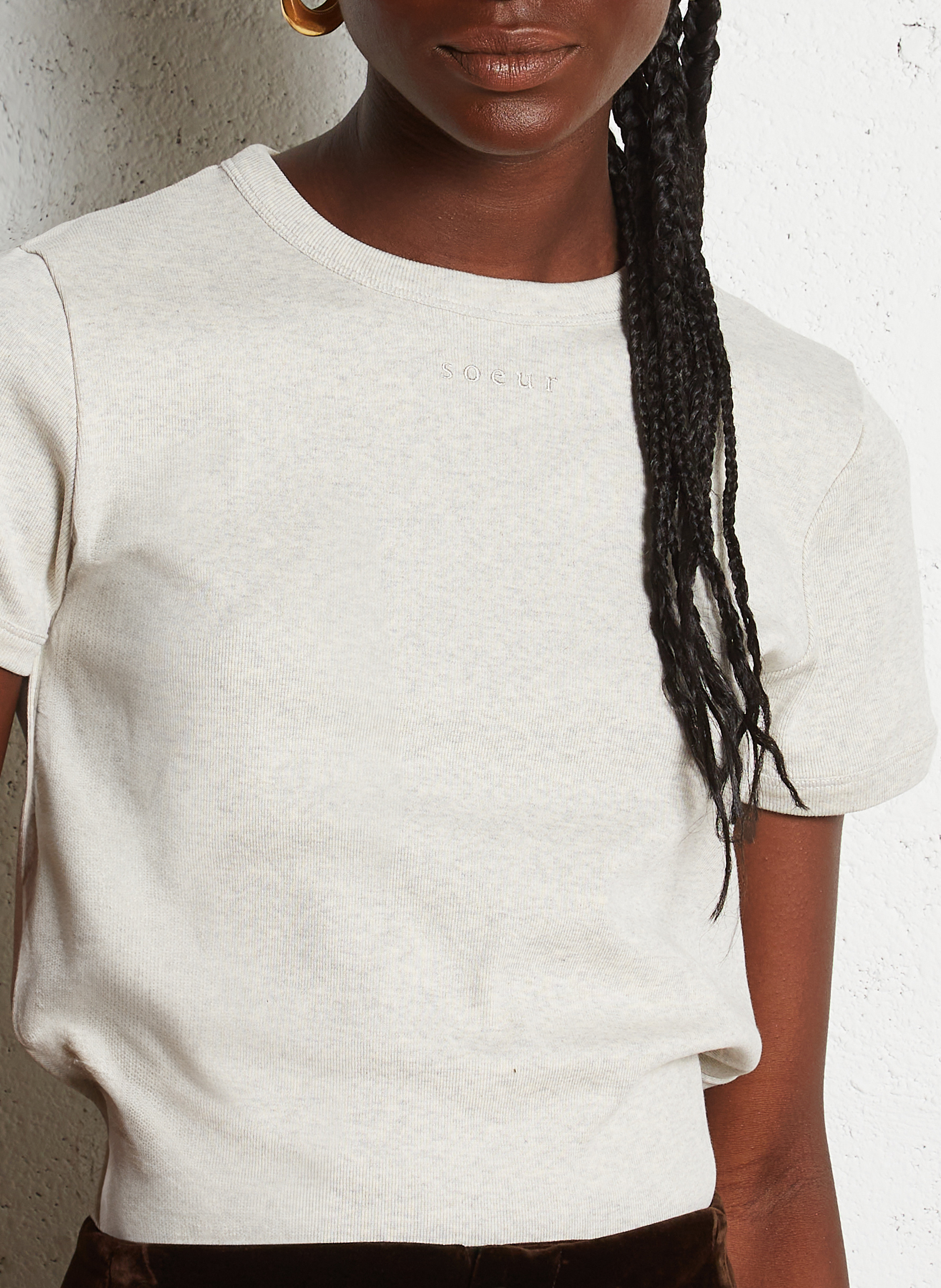 Tee-shirt droit col rond en coton bio aristide SOEUR Gris