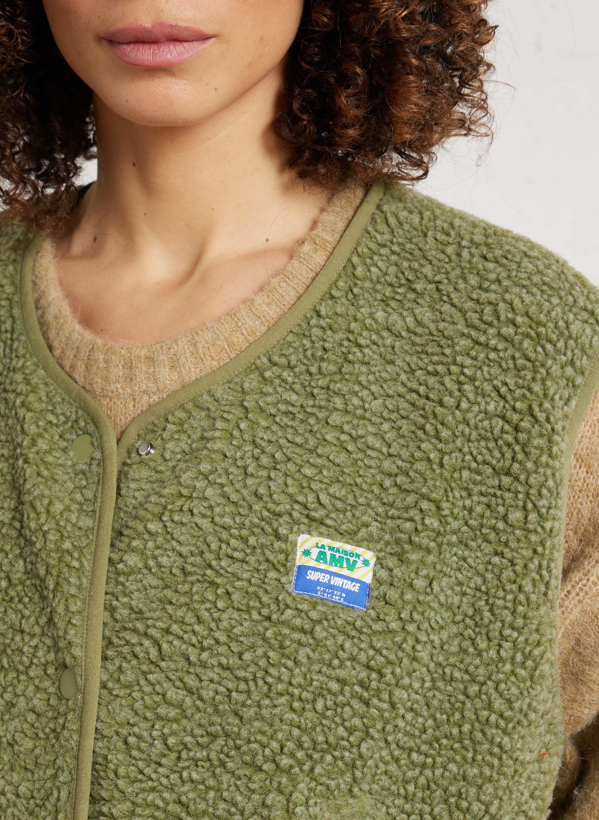 Gilet col rond molletonné sans manches hoktown AMERICAN VINTAGE Vert