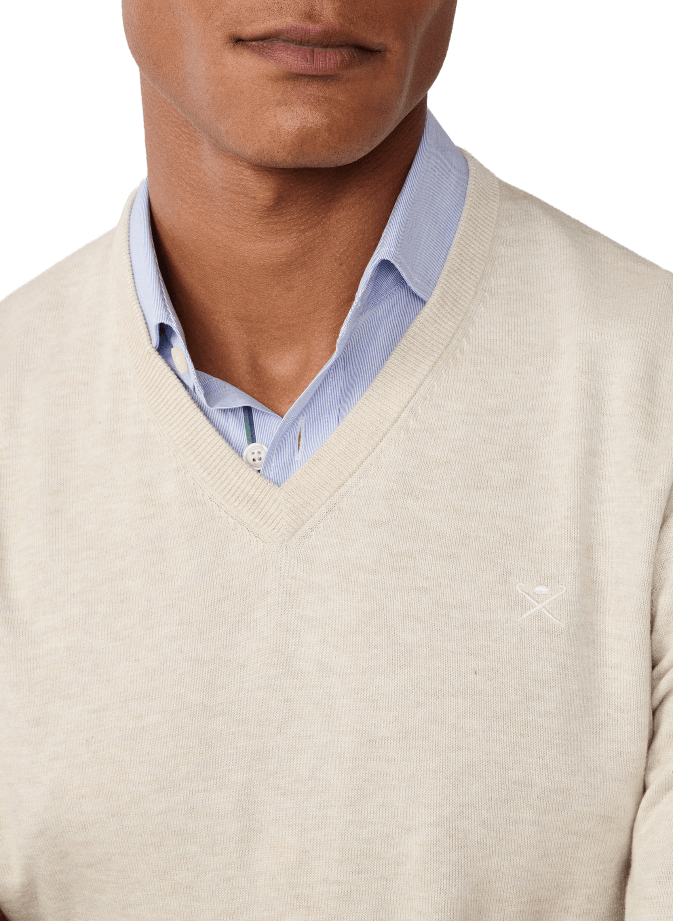 V-neck cotton and silk sweater HACKETT Beige
