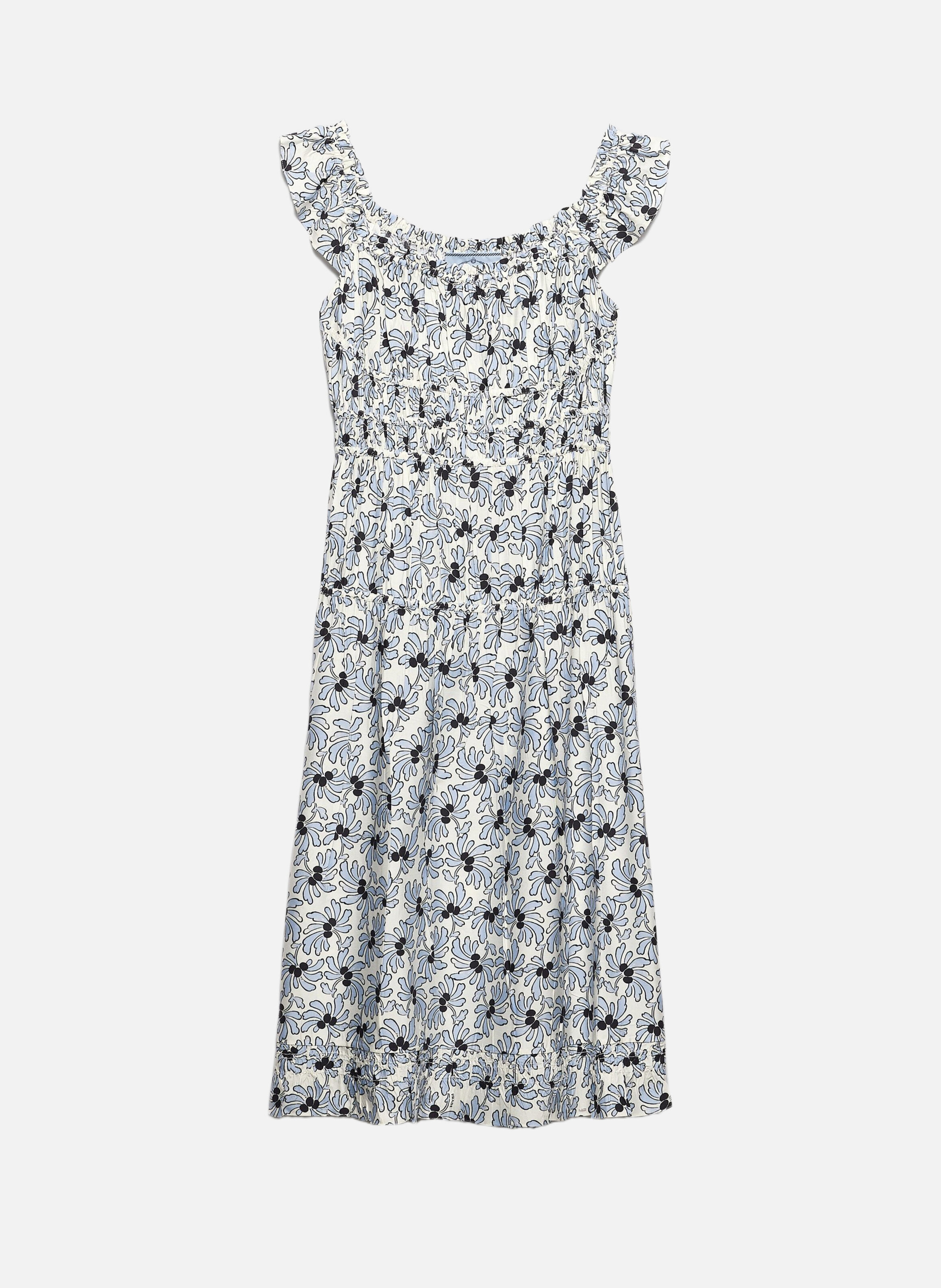 Robe en pongé à imprimé floral PRADA Bleu