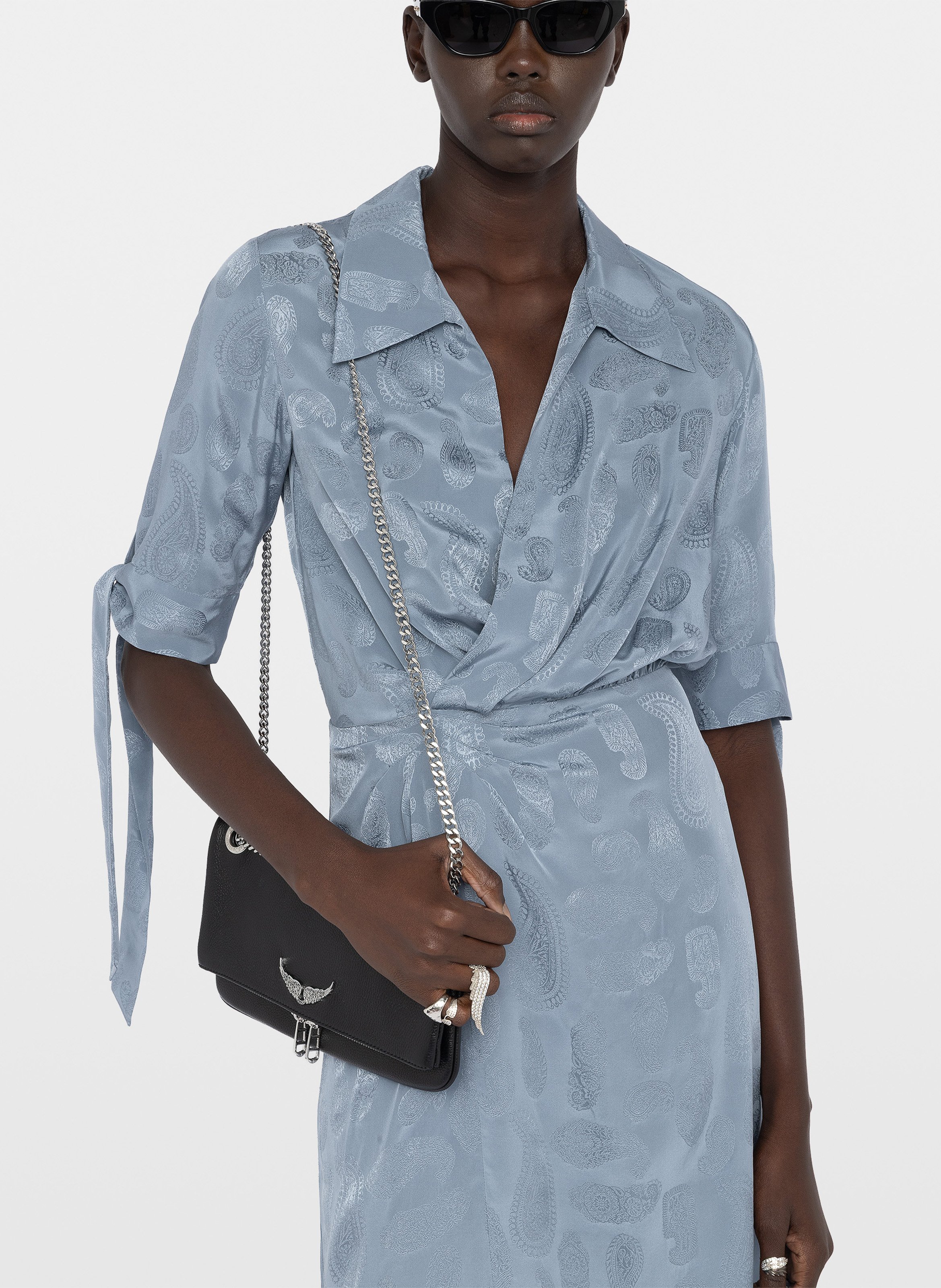 Robe longue en soie imprimée rhani ZADIG&VOLTAIRE Bleu