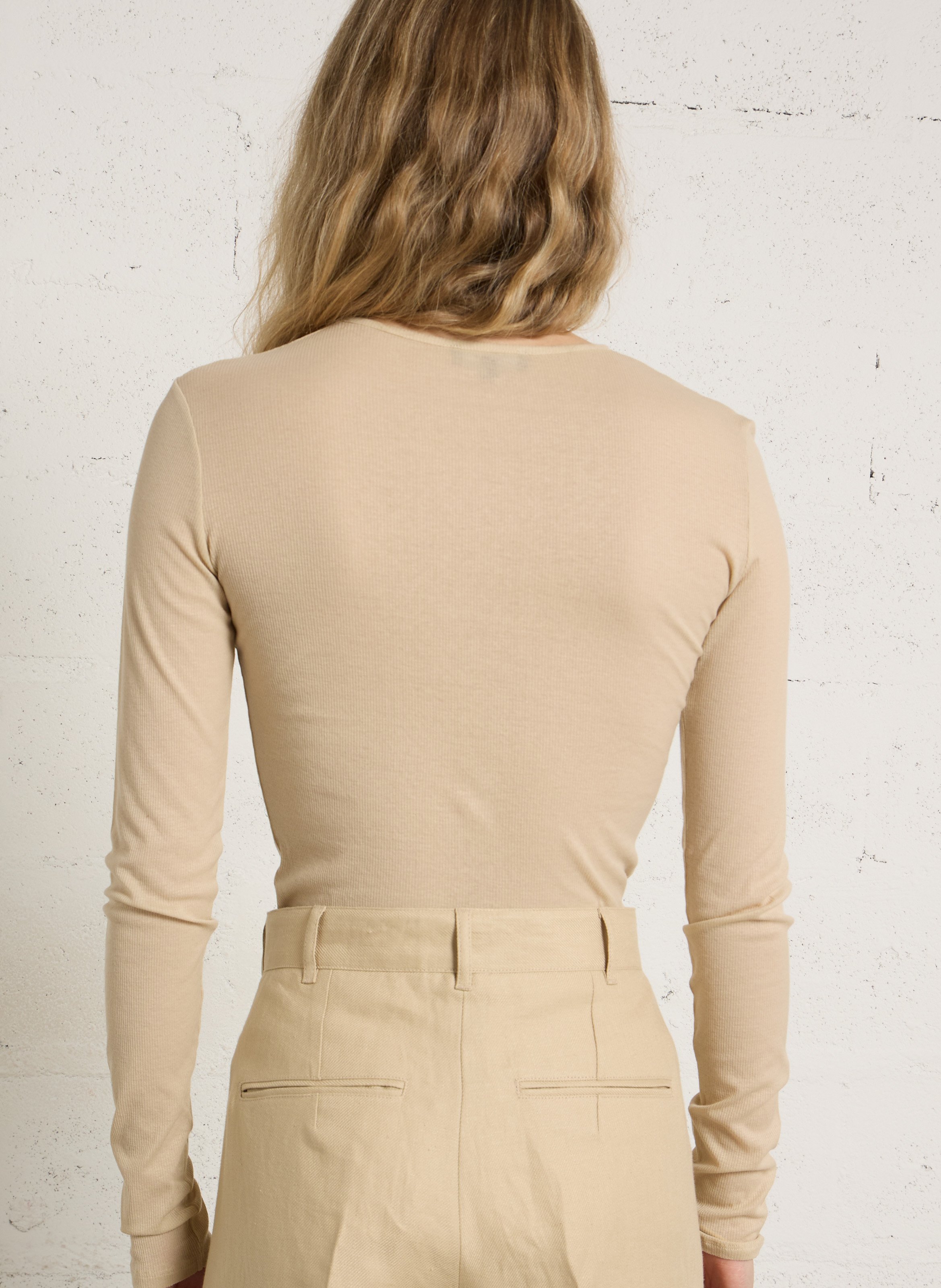 T-shirt droit col rond en coton bio isabella SOEUR Beige