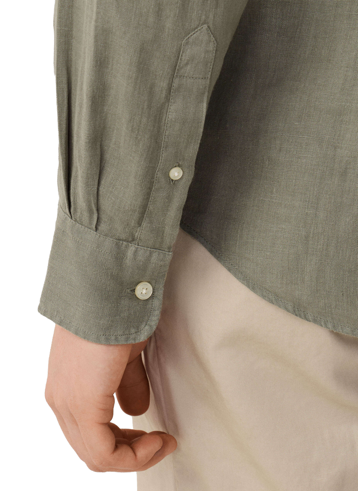 Shirt with American collar in linen FACONNABLE Khaki