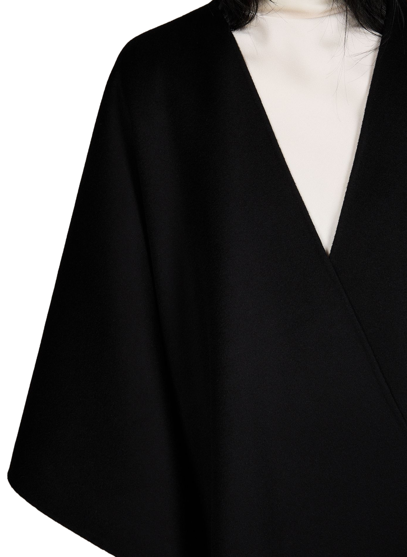 Solid color wool poncho ROHE FRAMES Black