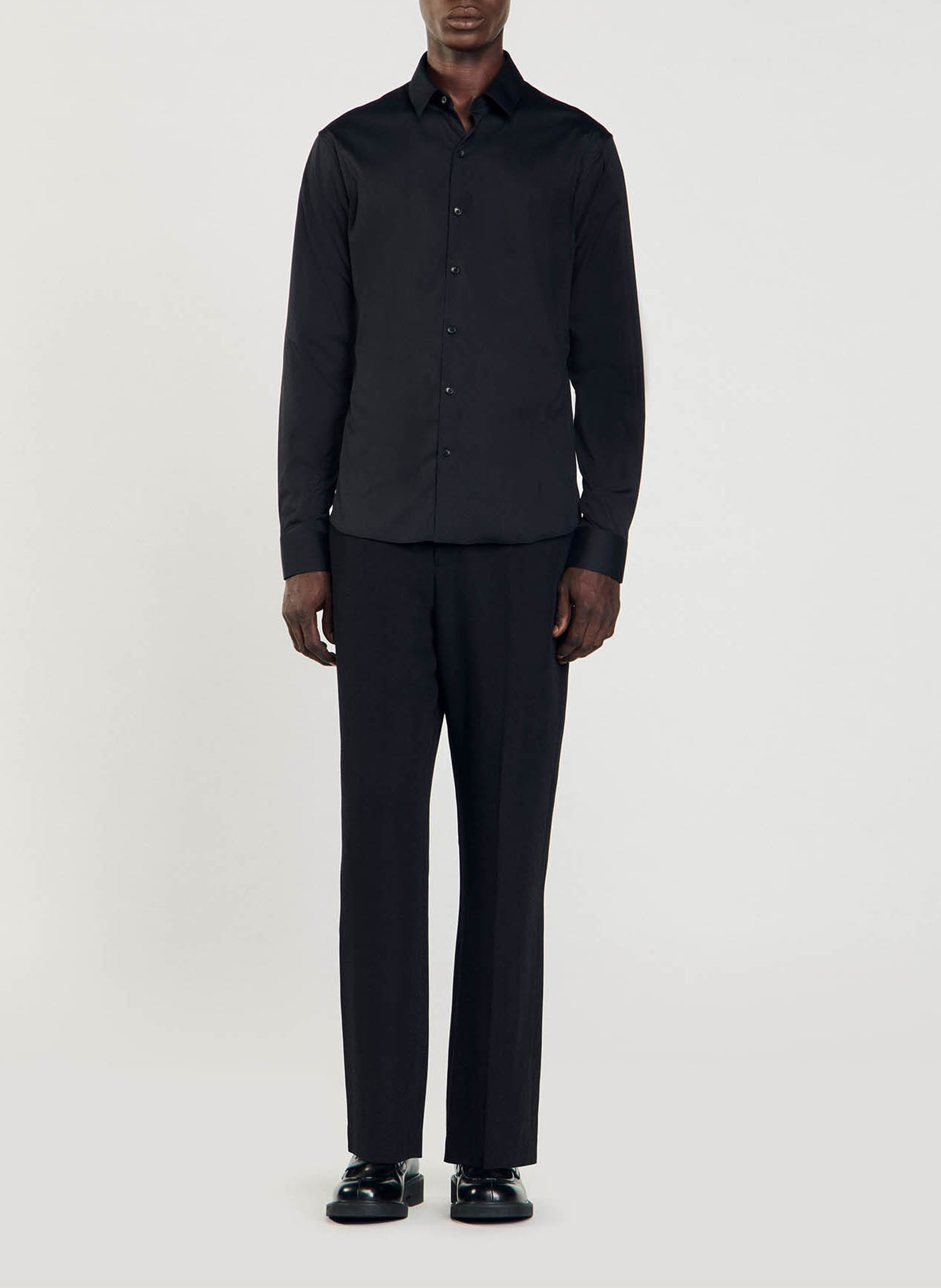 Chemise slim-fit en coton stretch SANDRO Noir