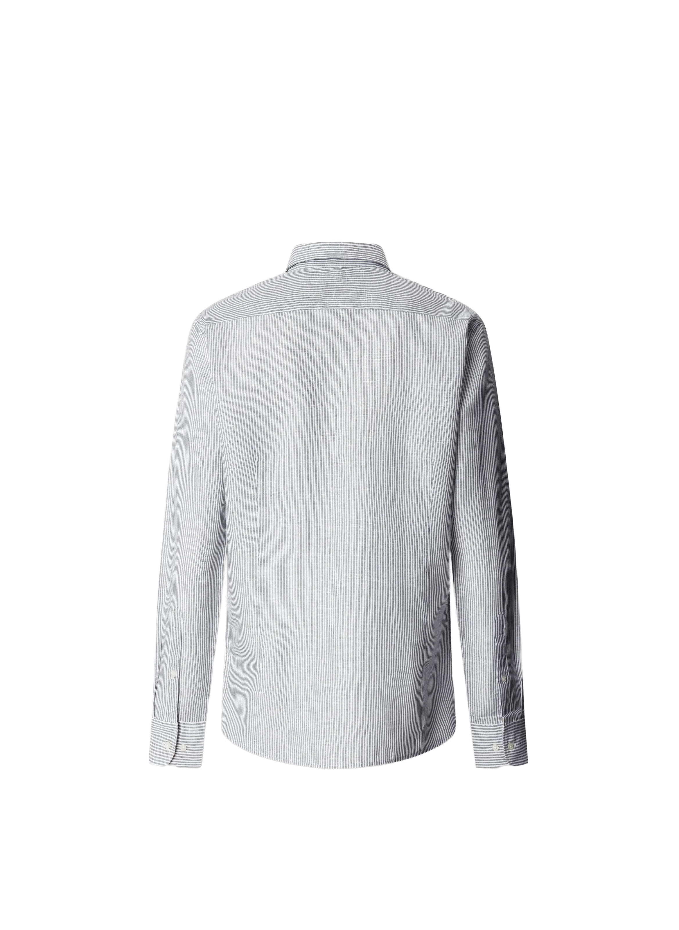 Chemise ajustée rayée en lin et coton HACKETT Vert