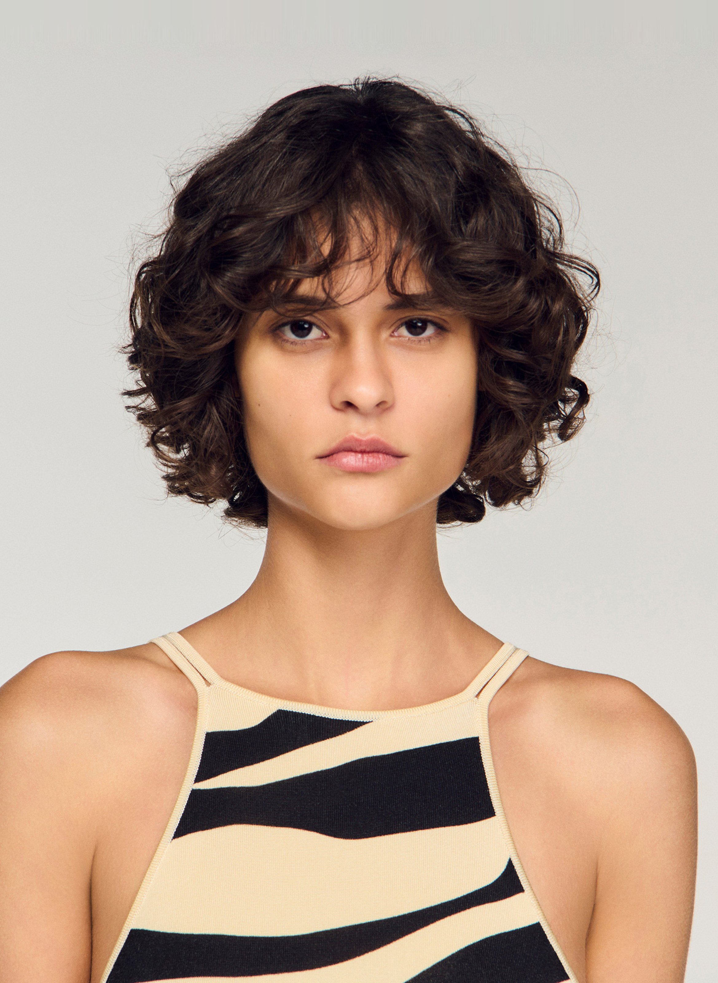 Robe longue évasée imprimée SANDRO Blanc