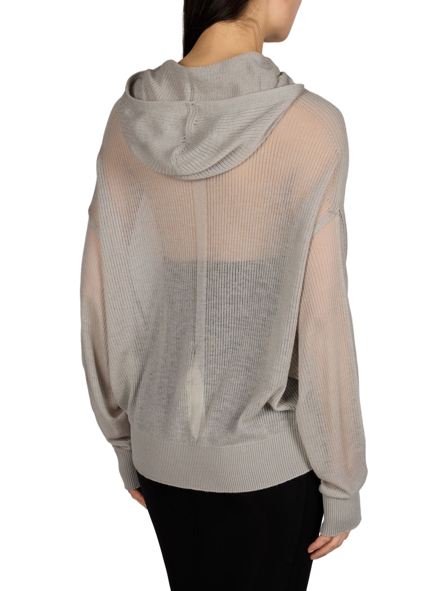 Hoodie maille à capuche en cachemire transparent RICK OWENS Beige