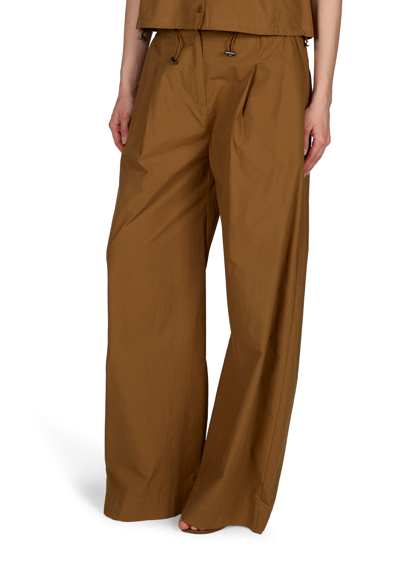 Pantalon large et droit en coton SUNCOO Marron