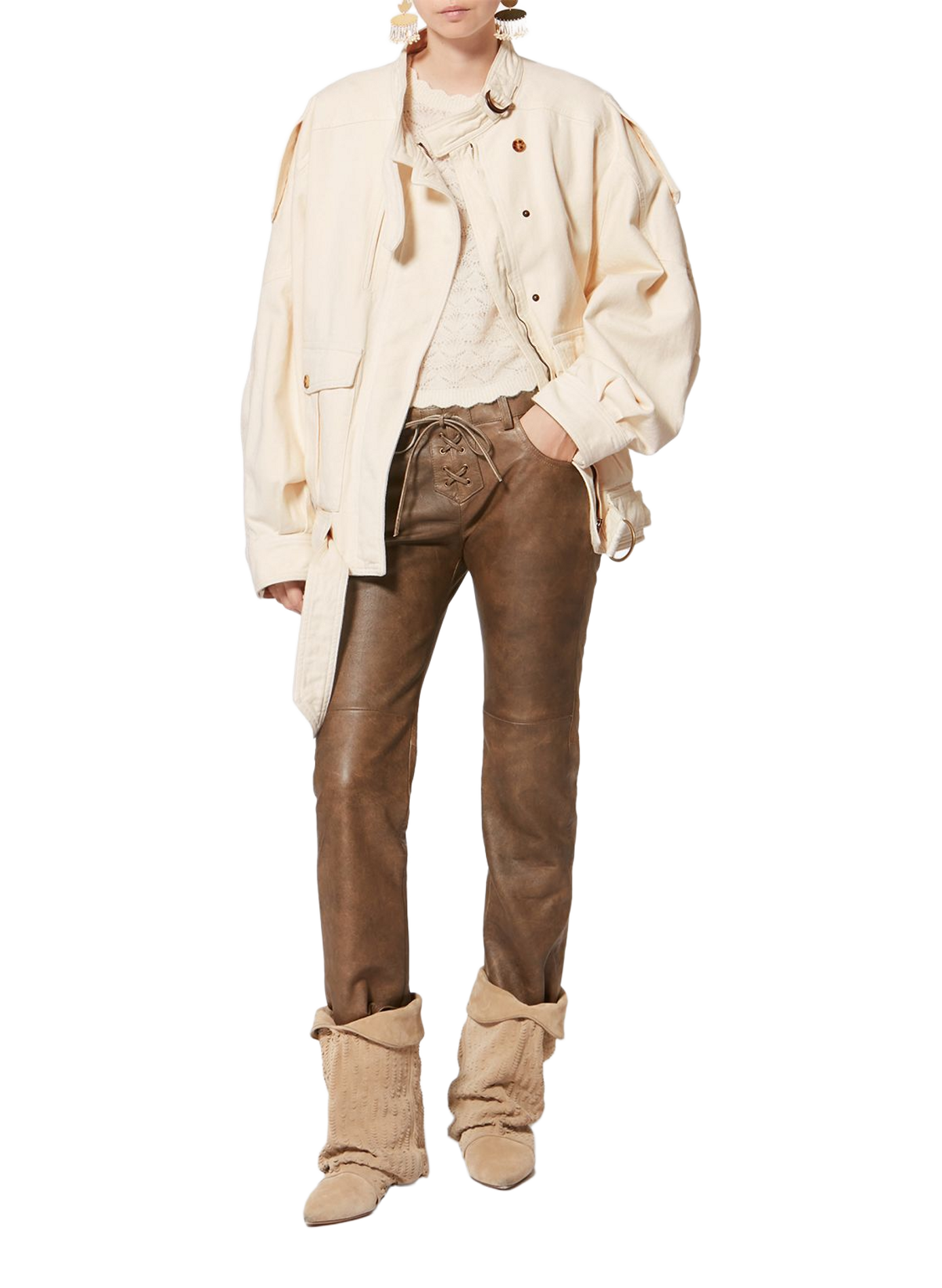 Isalya denim cotton jacket ISABEL MARANT White