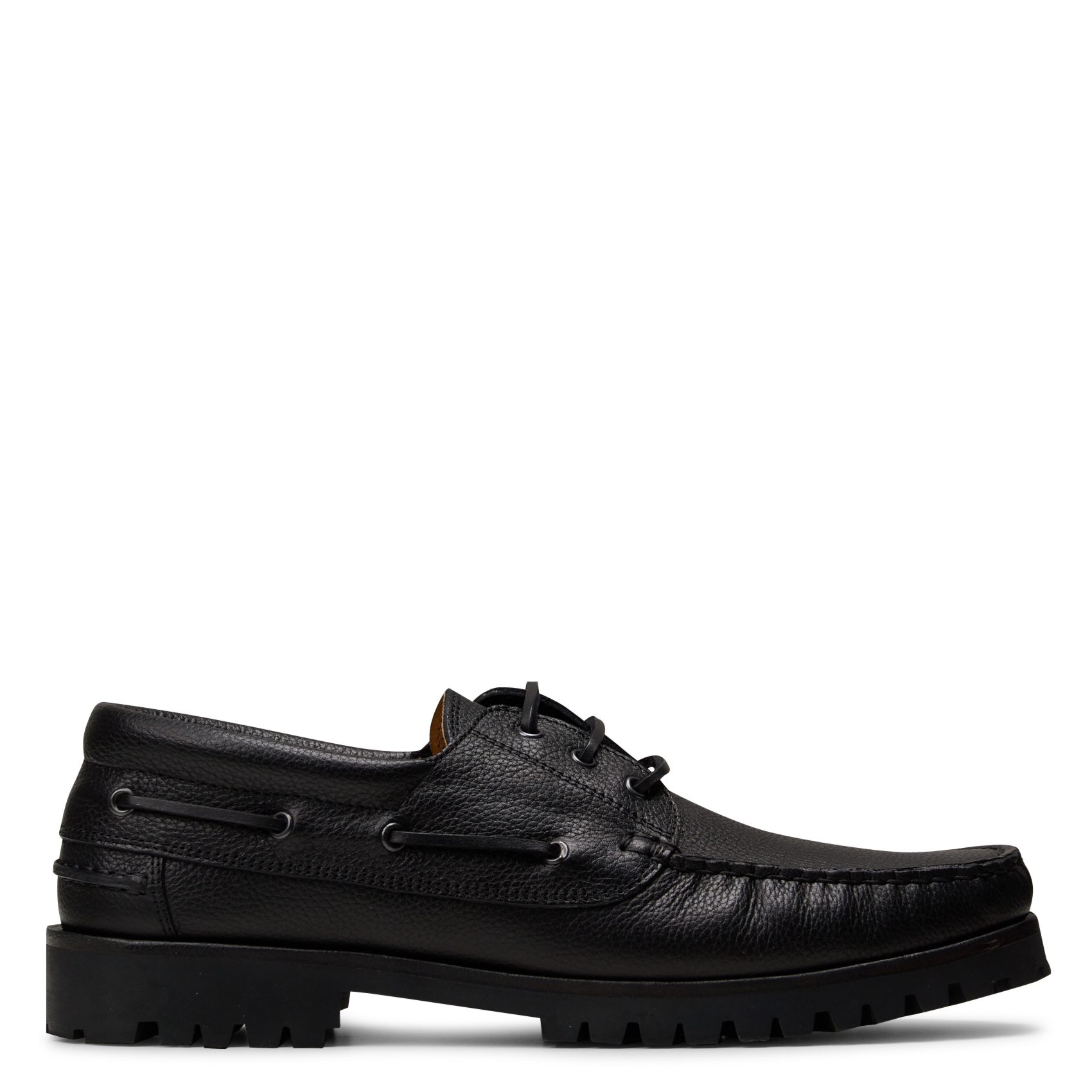 Grained leather boat shoes Harry BOBBIES Black