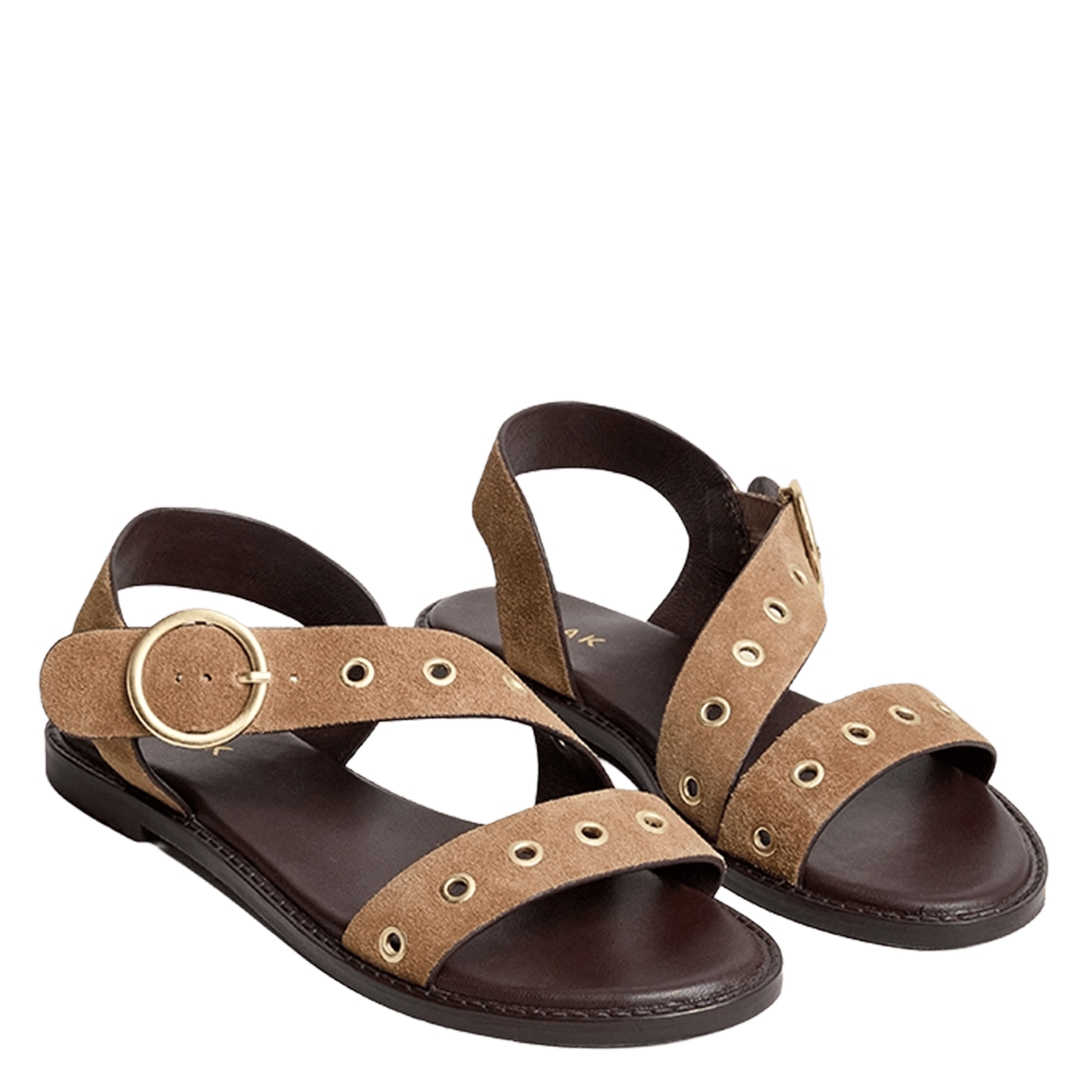 Sandales plates en cuir velours wouf JONAK Marron