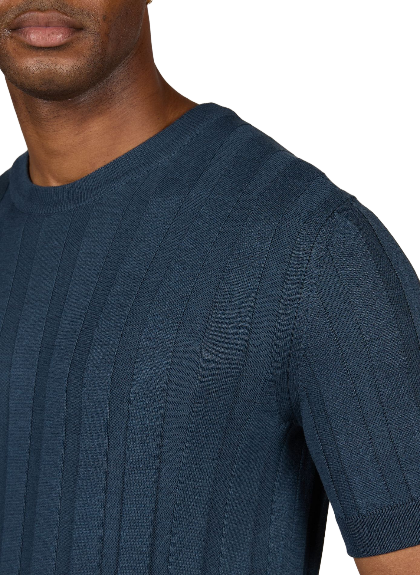 Gestricktes T-Shirt aus Seide und Baumwolle CRUNA Blau