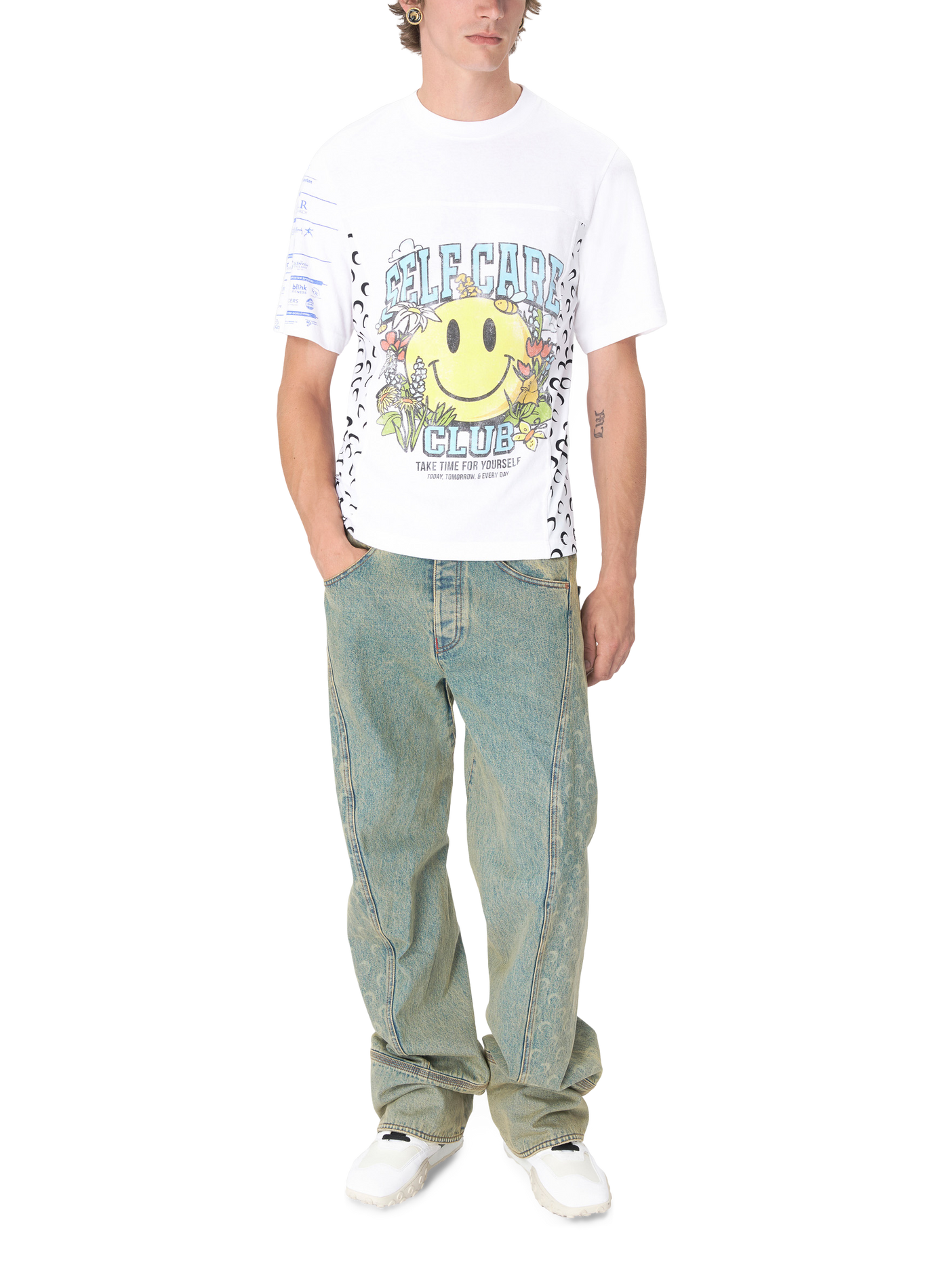Regenerated t-shirt graphique jersey manches courtes MARINE SERRE Blanc