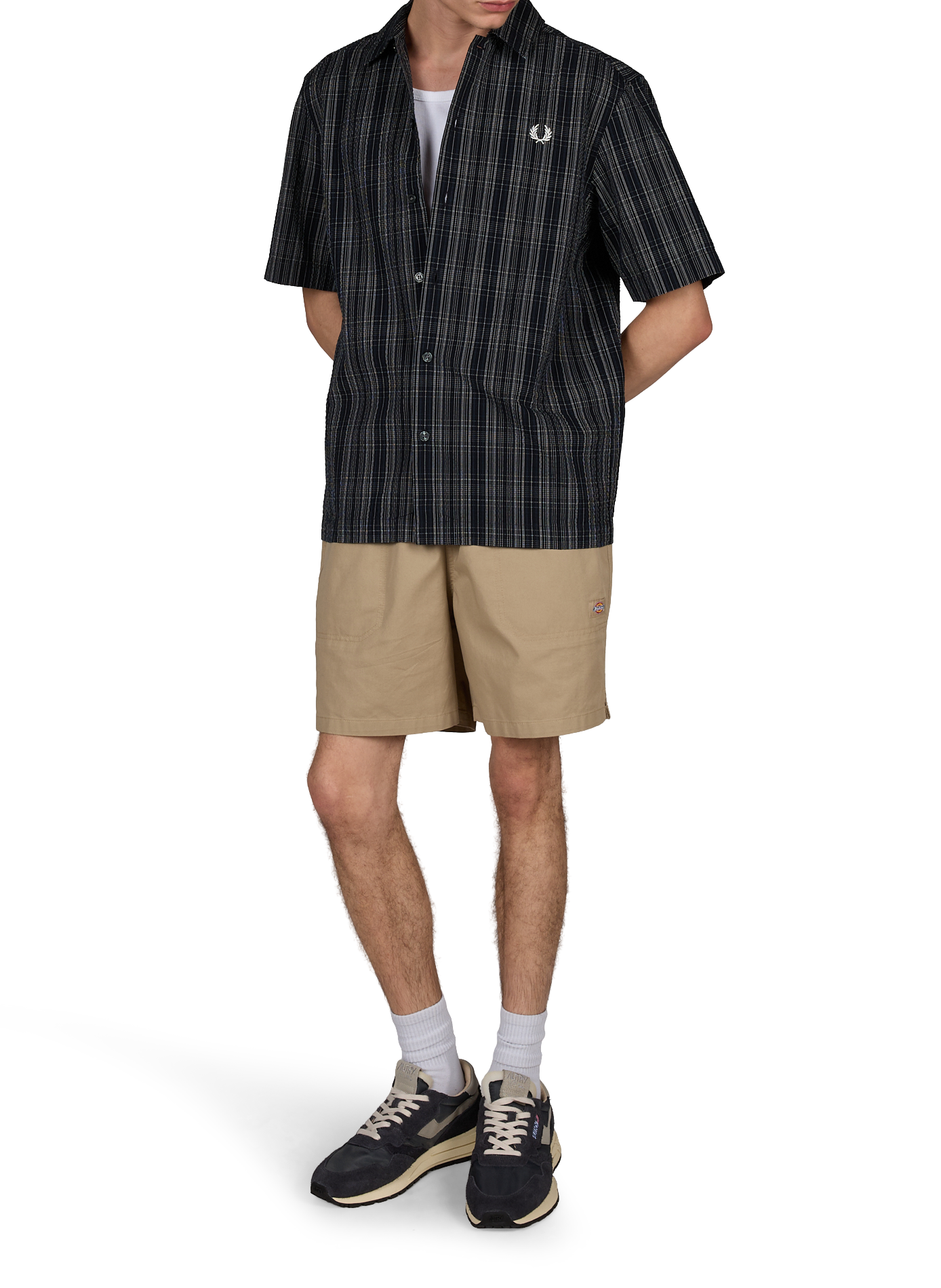 Gestreiftes Baumwollhemd mit Struktur FRED PERRY Blau