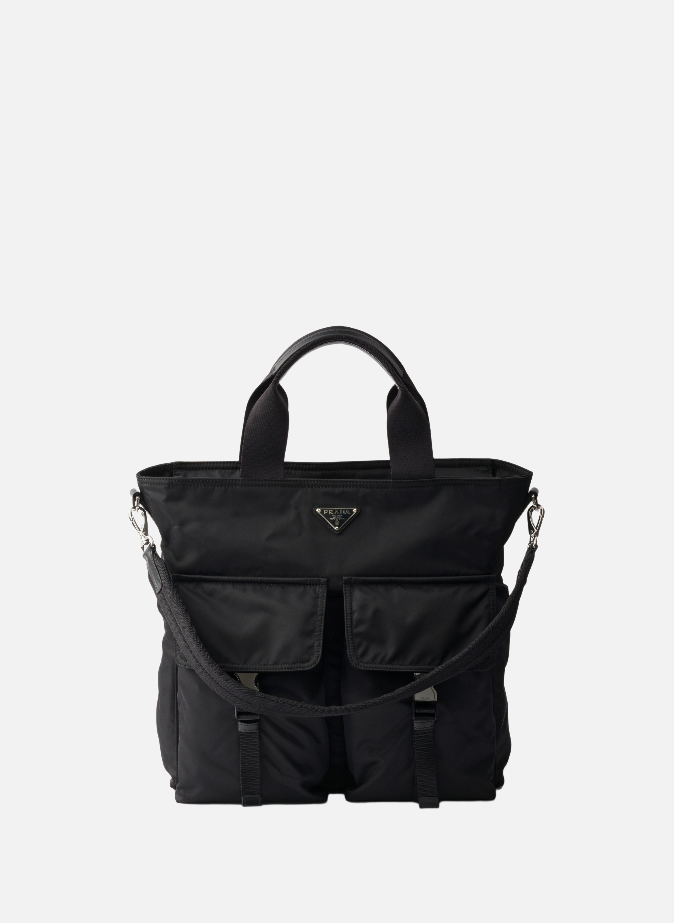 Sac cabas prada explore en re-nylon et cuir PRADA Noir
