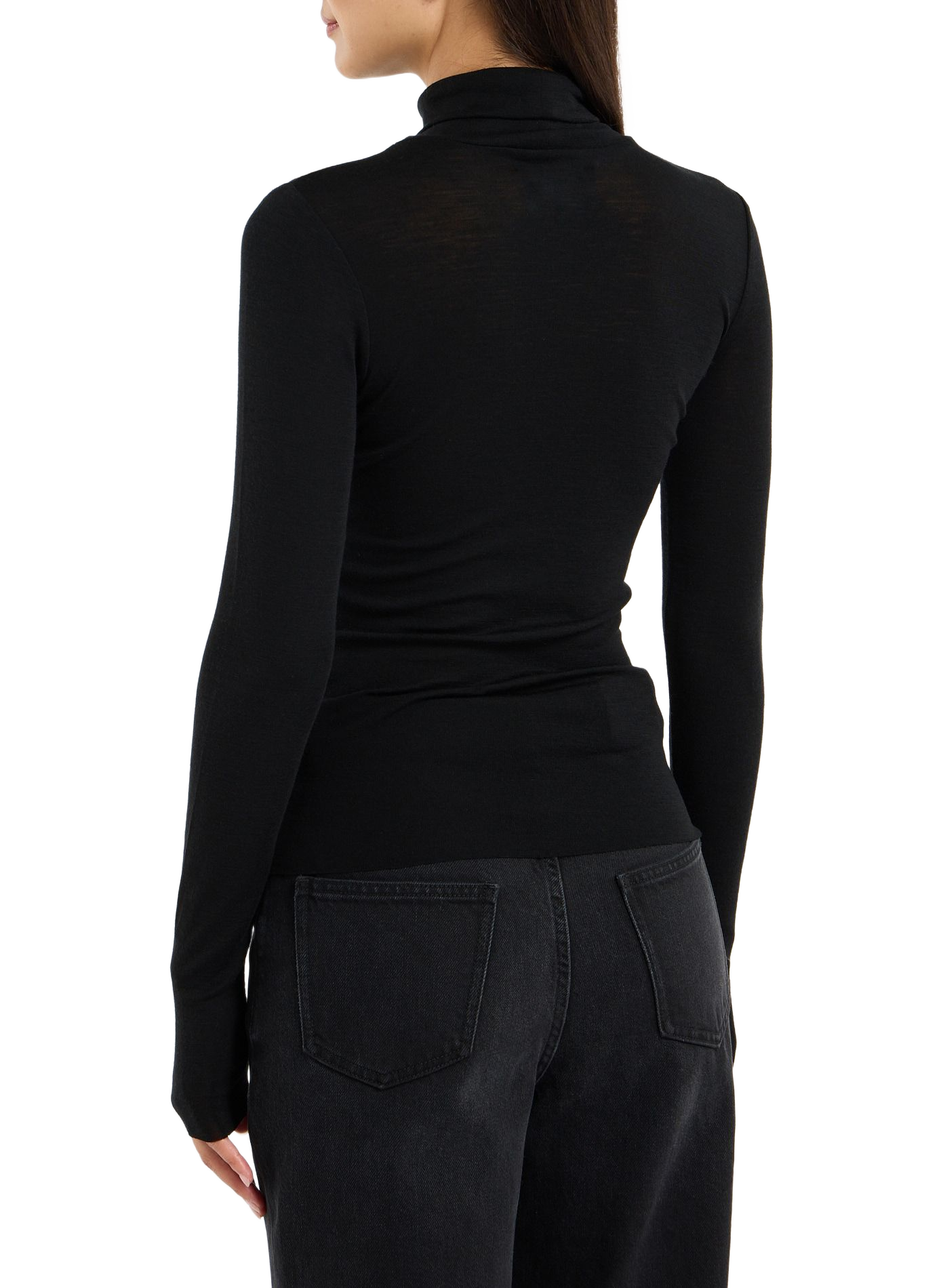 Einfarbiger Rollkragenpullover aus Wolle von Bucli SAISON 1865 Schwarz