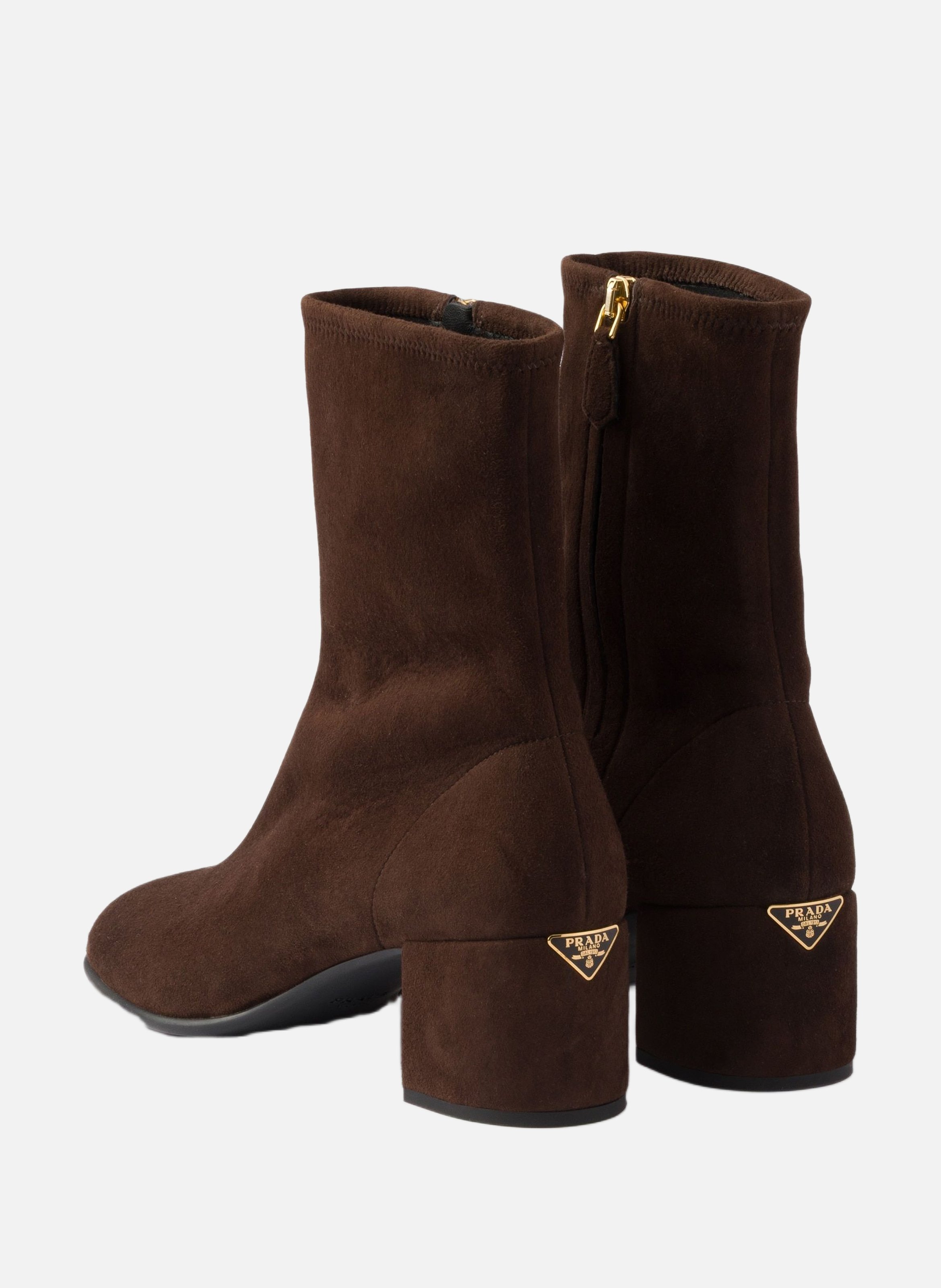 Bottines stretch en veau velours PRADA Marron