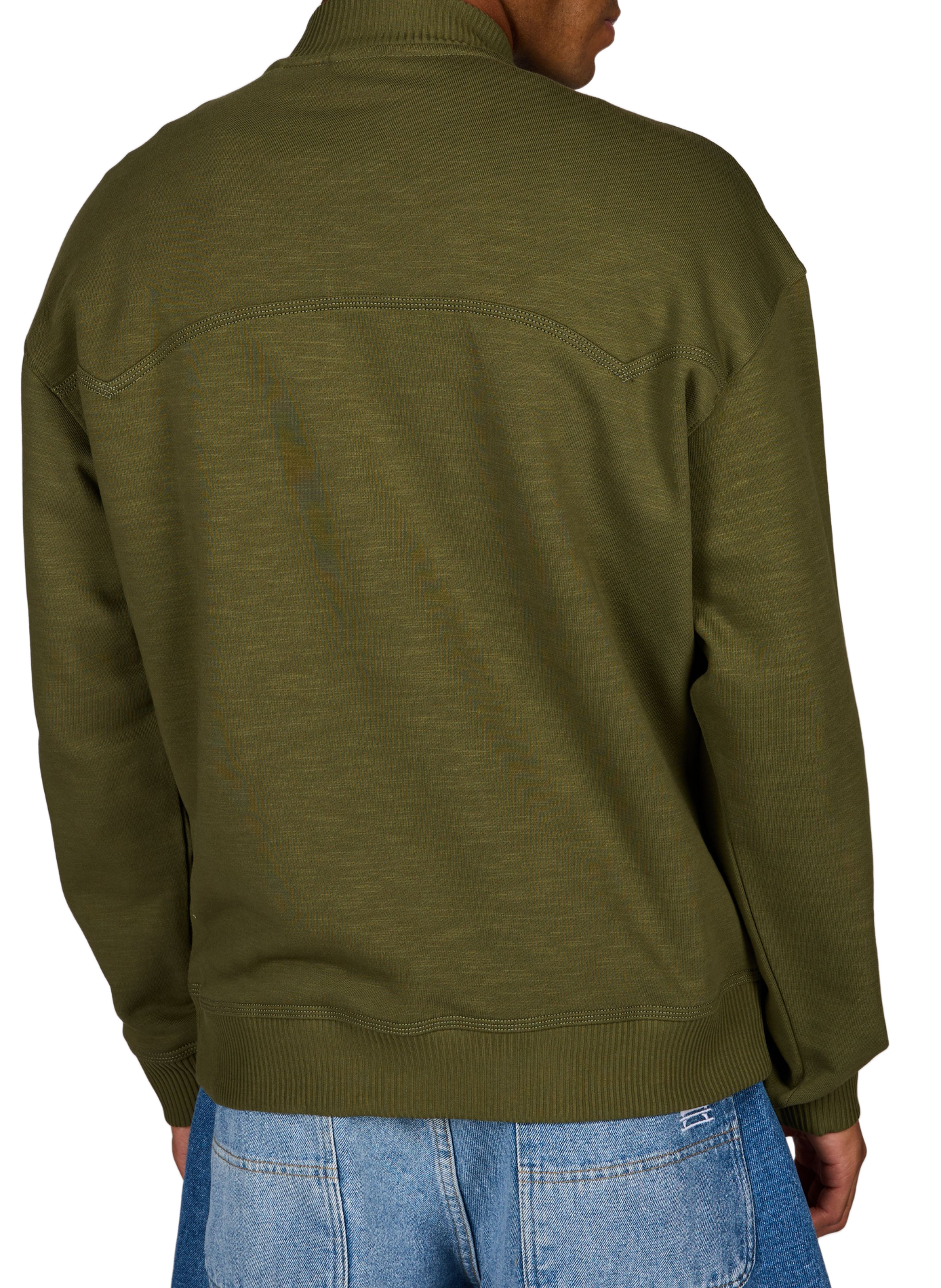 Zip-up high-neck cotton sweatshirt HUGO BLUE Green
