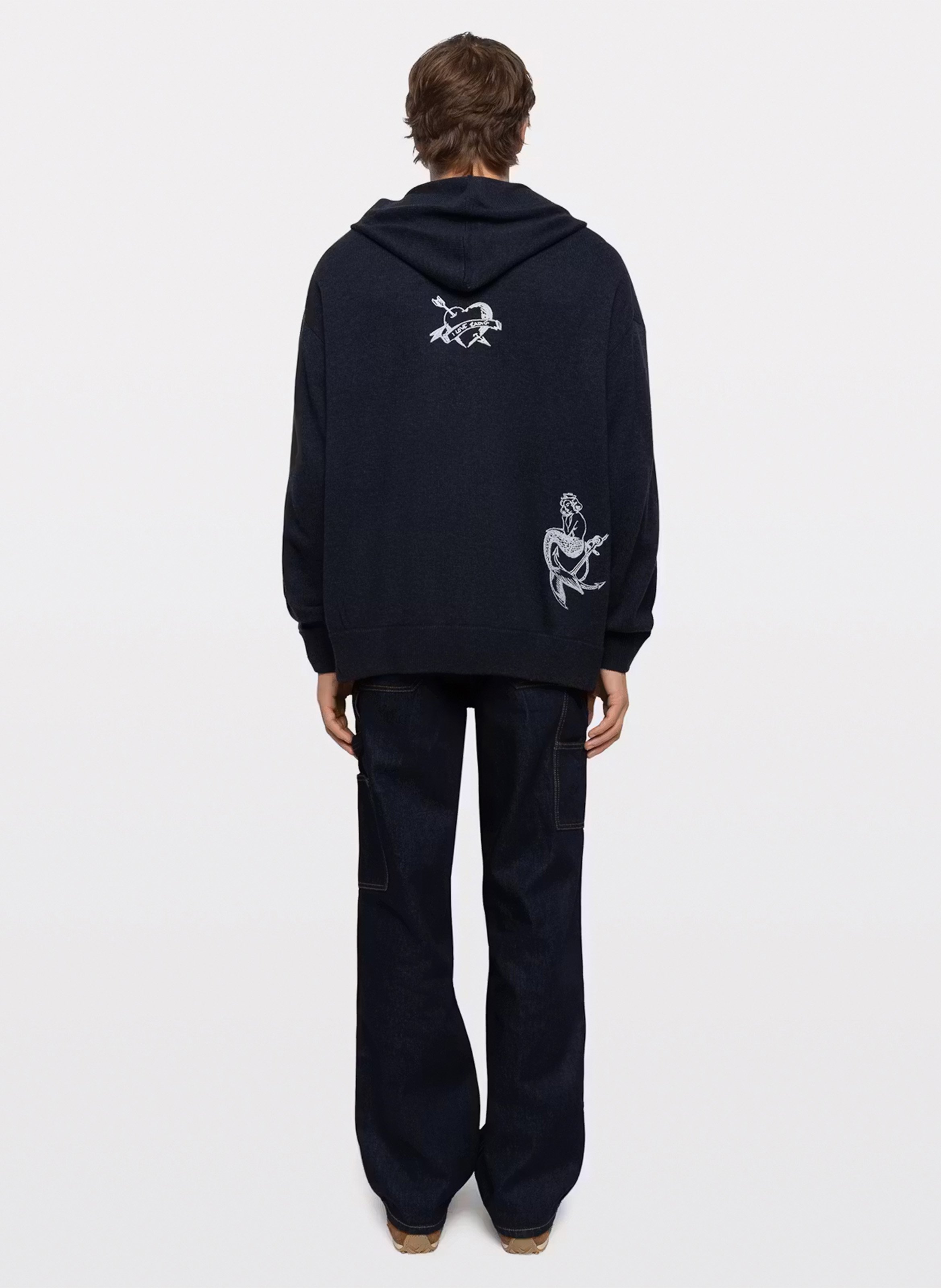 Losse gebreide sweatshirt met rits in gemengde wol camillo ZADIG&VOLTAIRE Blauw
