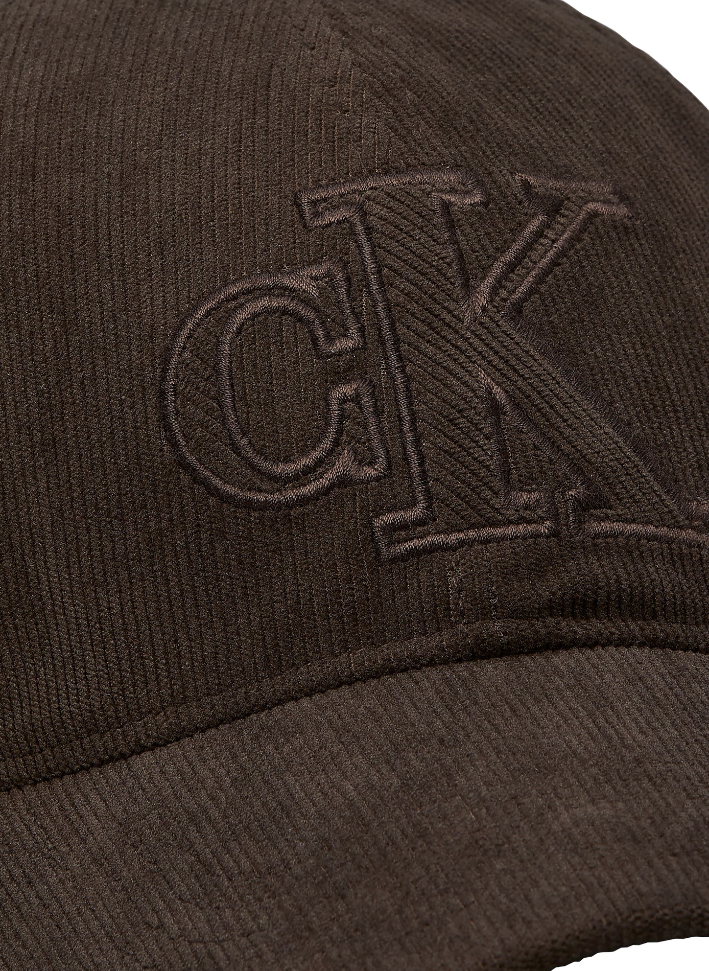 Ribfluwelen pet met geborduurd logo CALVIN KLEIN Bruin