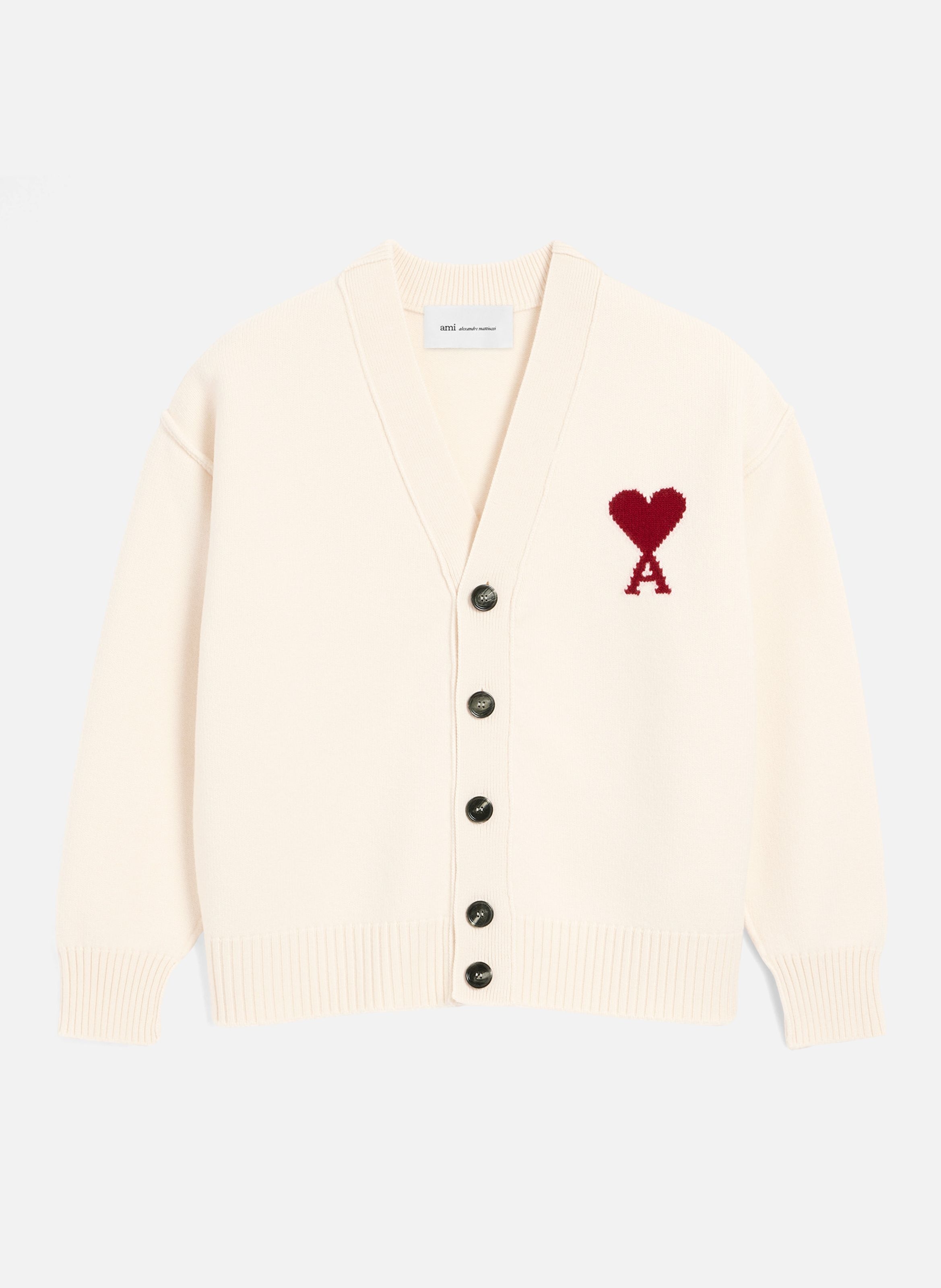 Cardigan unisexe en laine ami de coeur AMI PARIS Blanc