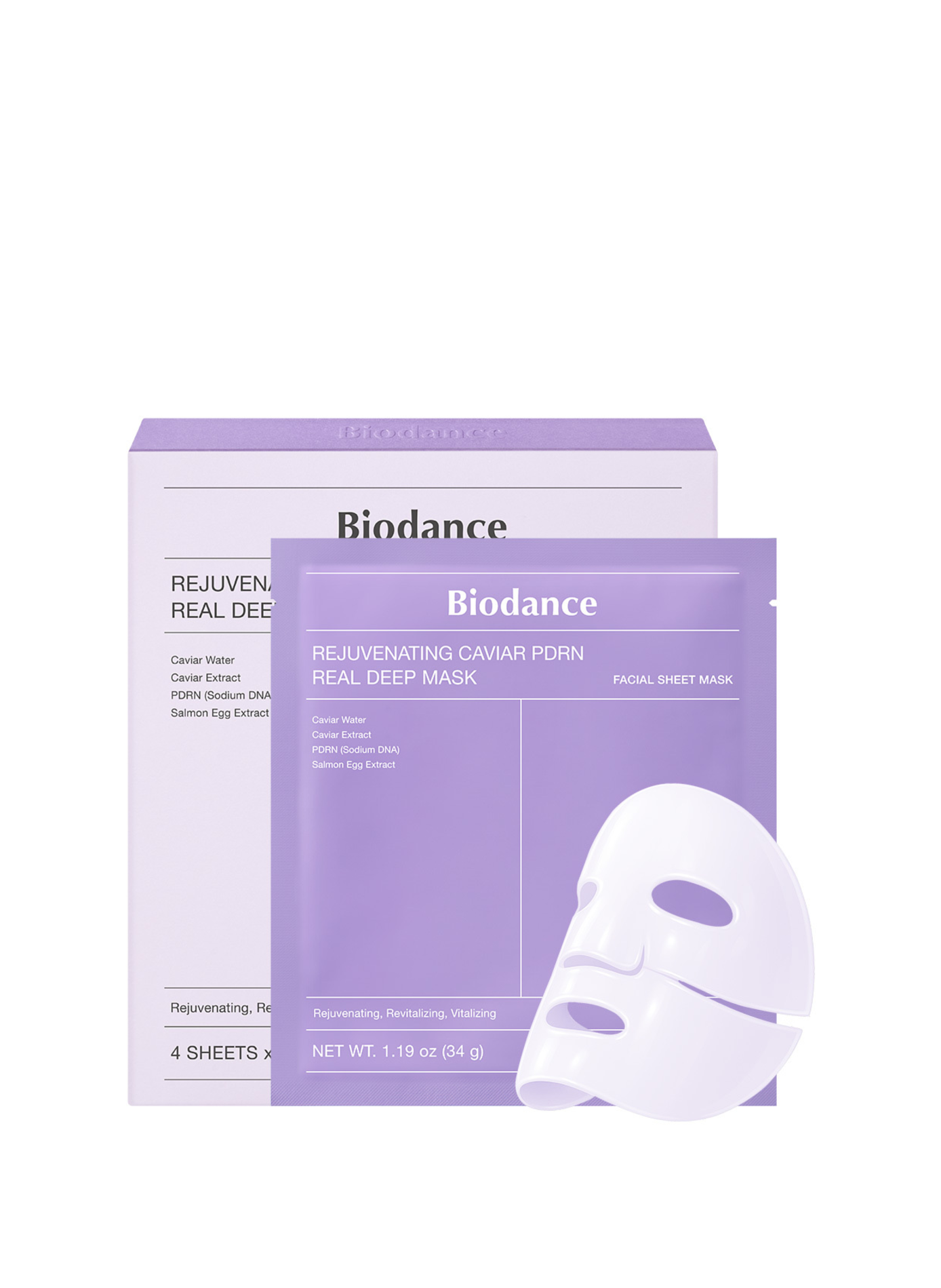 Pack de 4 masques régénérants au Pdrn et Caviar BIODANCE No color