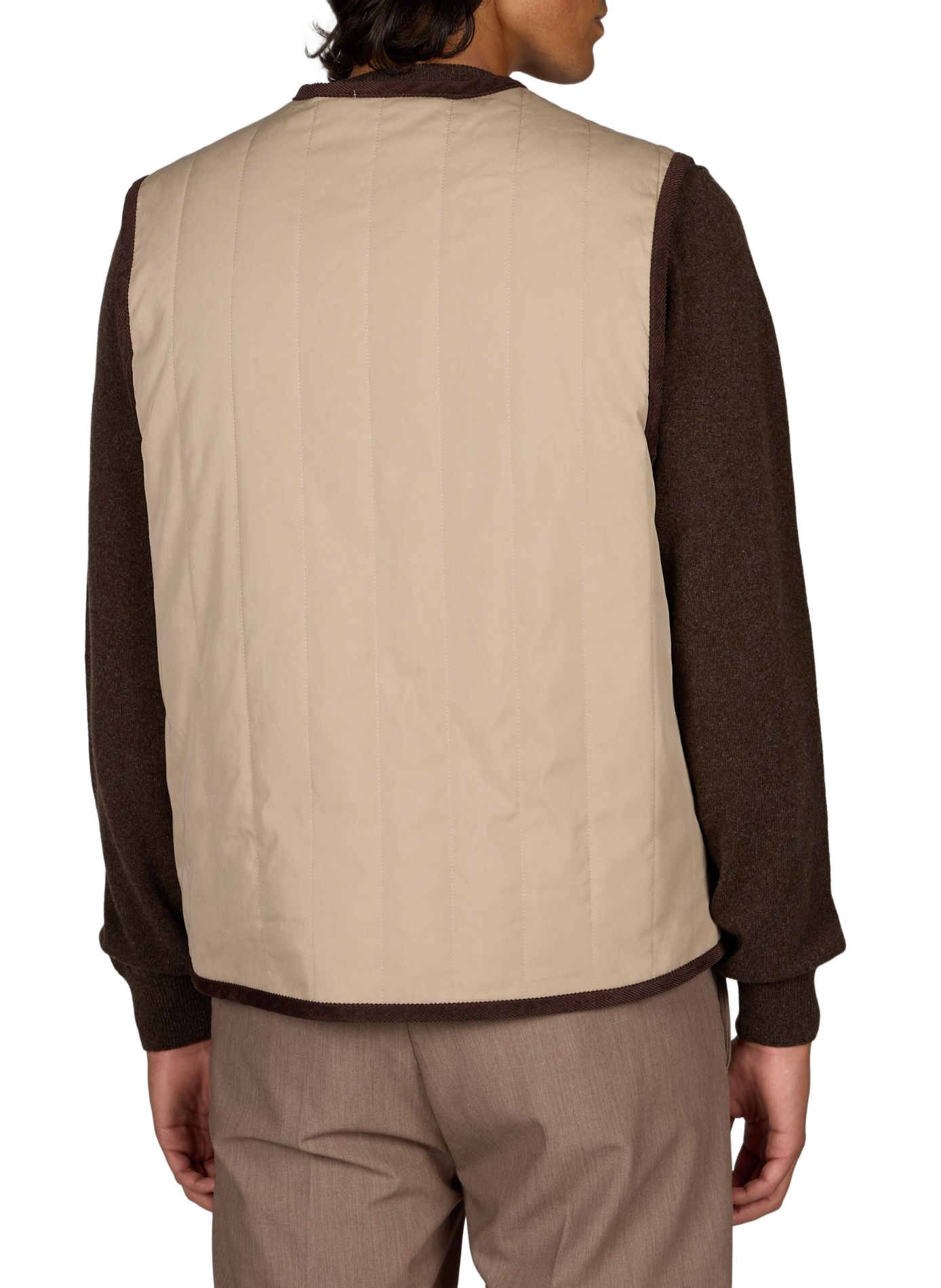 Getailleerde mouwloze reversibele bodywarmer van gemengd katoen MAISON LABICHE Beige