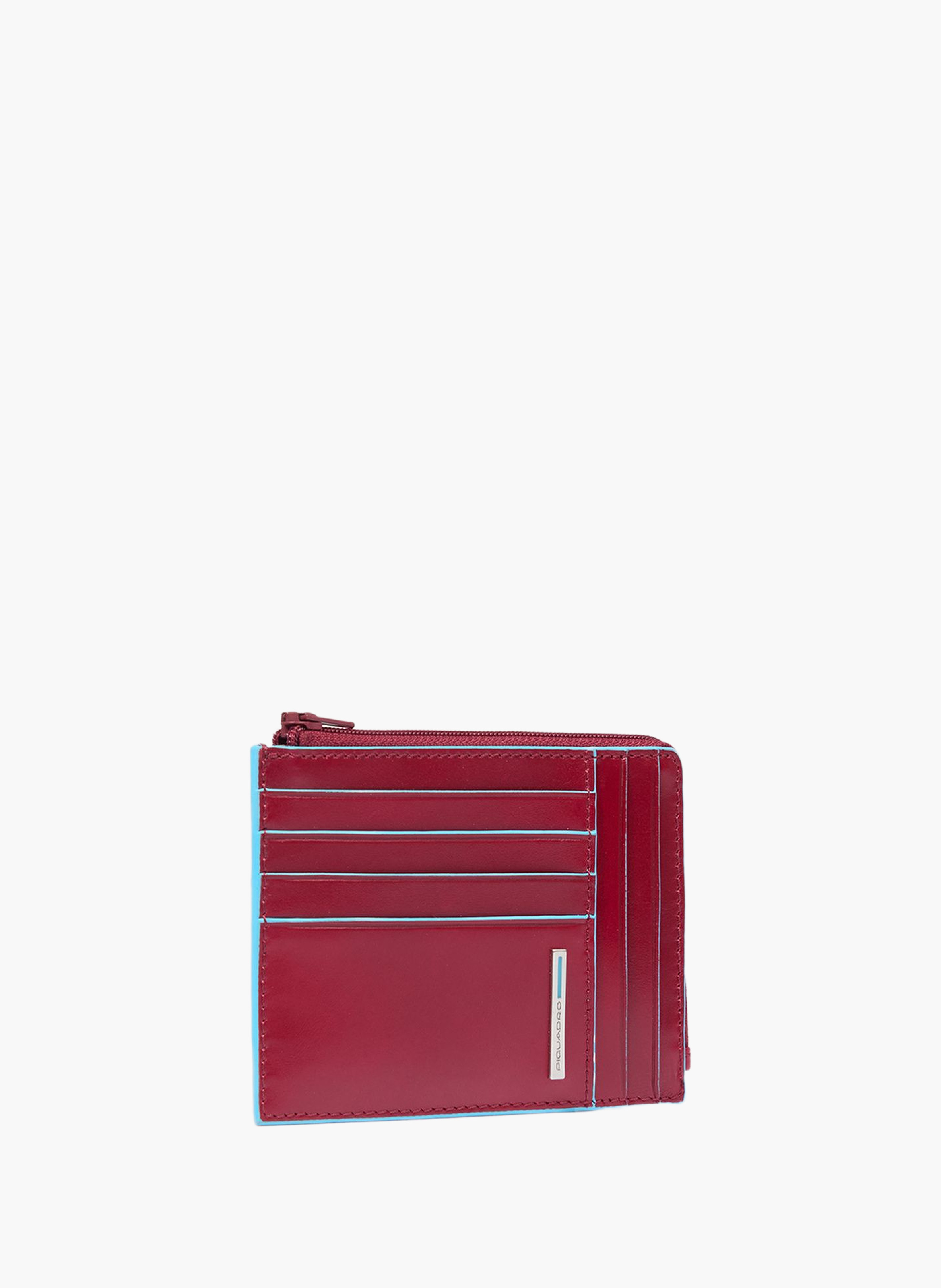 Portemonnee met ritssluiting voor heren met creditcardhouder. PIQUADRO Rood