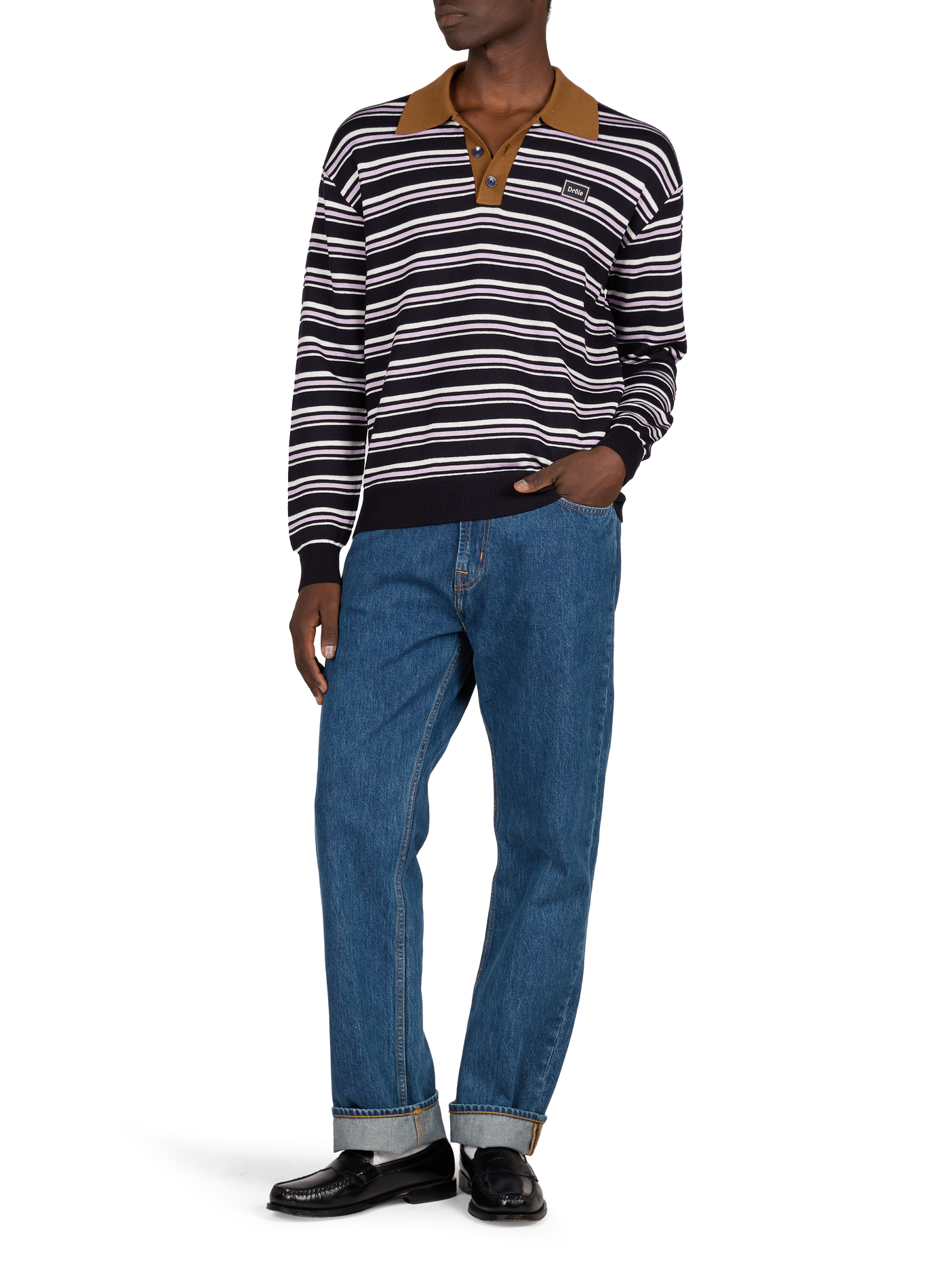 Straight wool striped sweater DROLE DE MONSIEUR Blue
