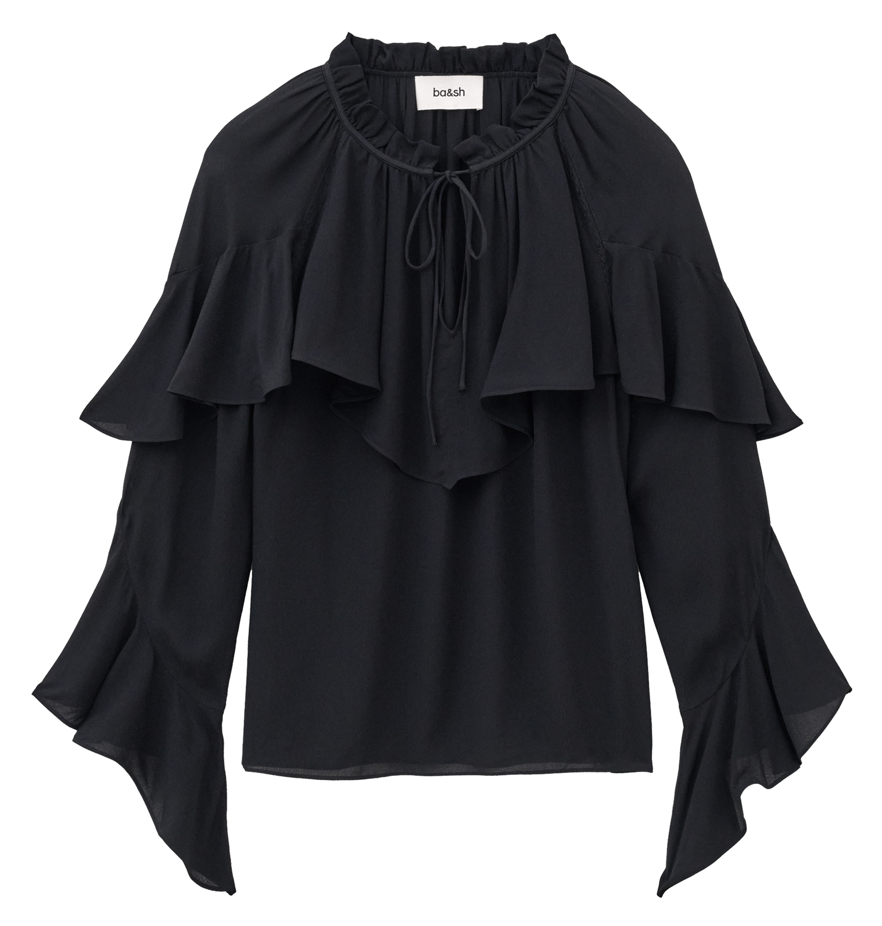 Blouse à volants manches longues betty BA&SH Noir