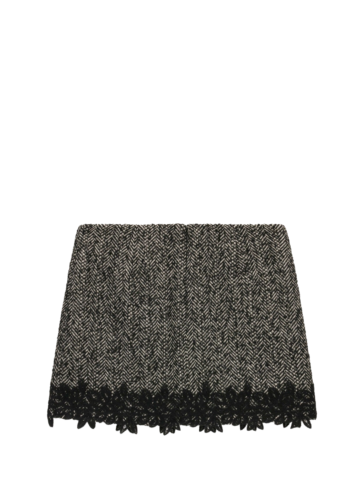 Short herringbone-pattern skirt with lace trim GUESS Black