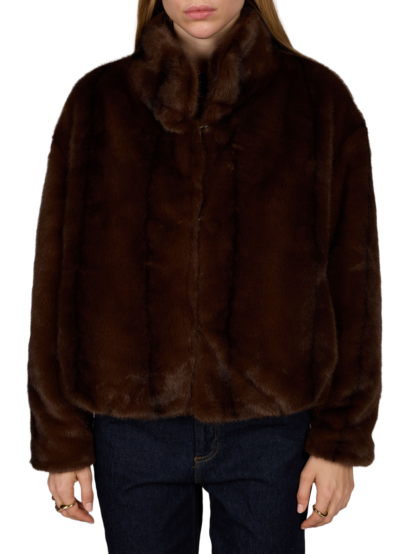 Jacke mit Stehkragen aus Pelz ARTLOVE Braun