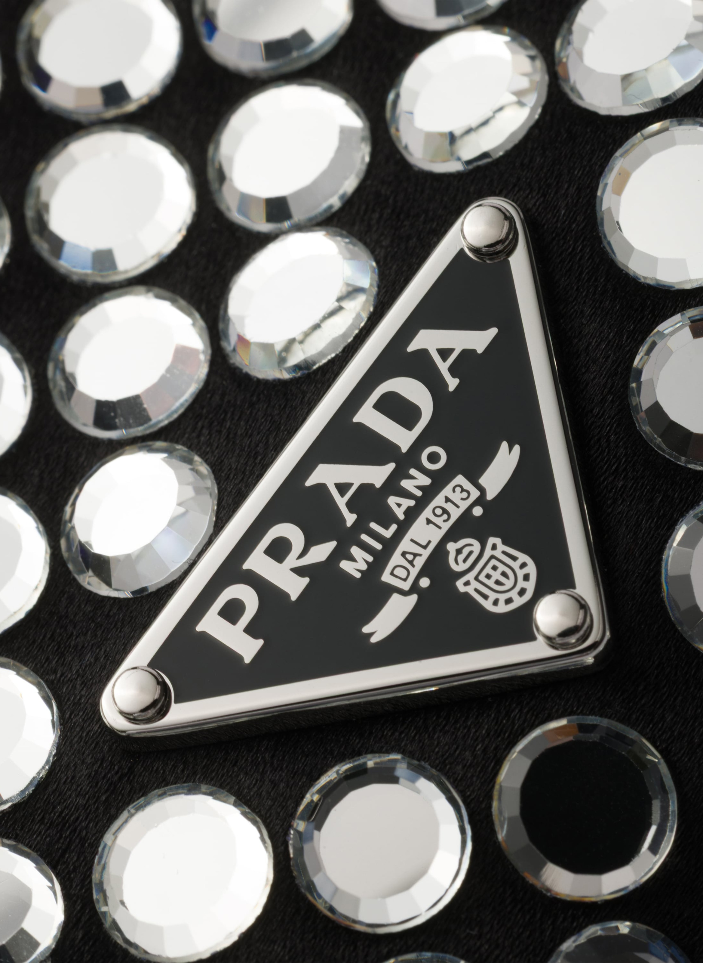 Petit sac à bandoulière en satin avec cristaux PRADA Argent