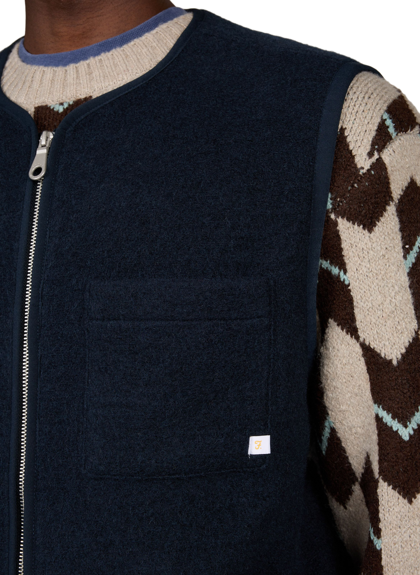 Mouwloos vest van gemengde wol FARAH Blauw